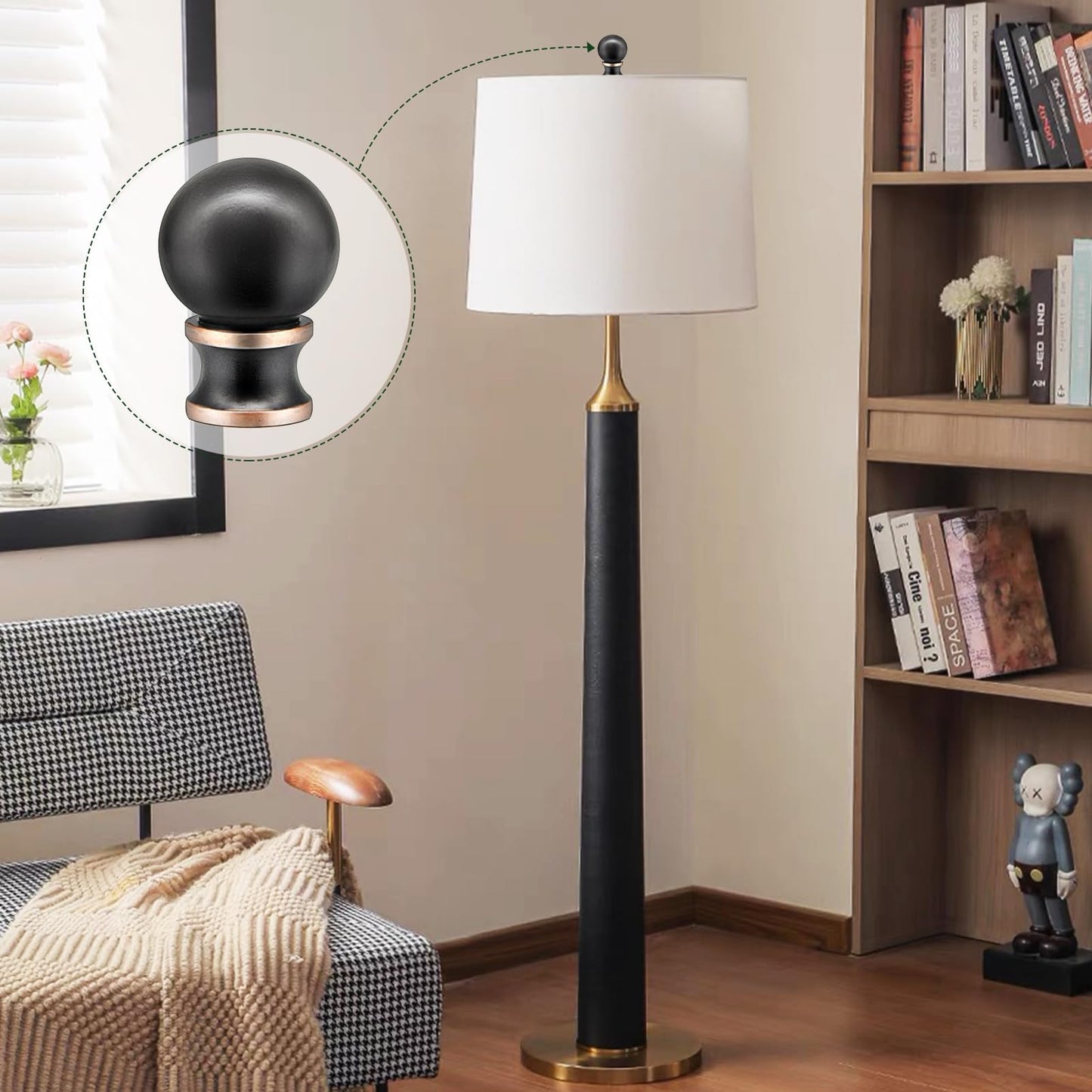 Ball Lamp Finial Cap for Shade Top, Solid Heavy Metal Screw Finial, 1/4-27” Thread, Fits Table & Floor Lamps