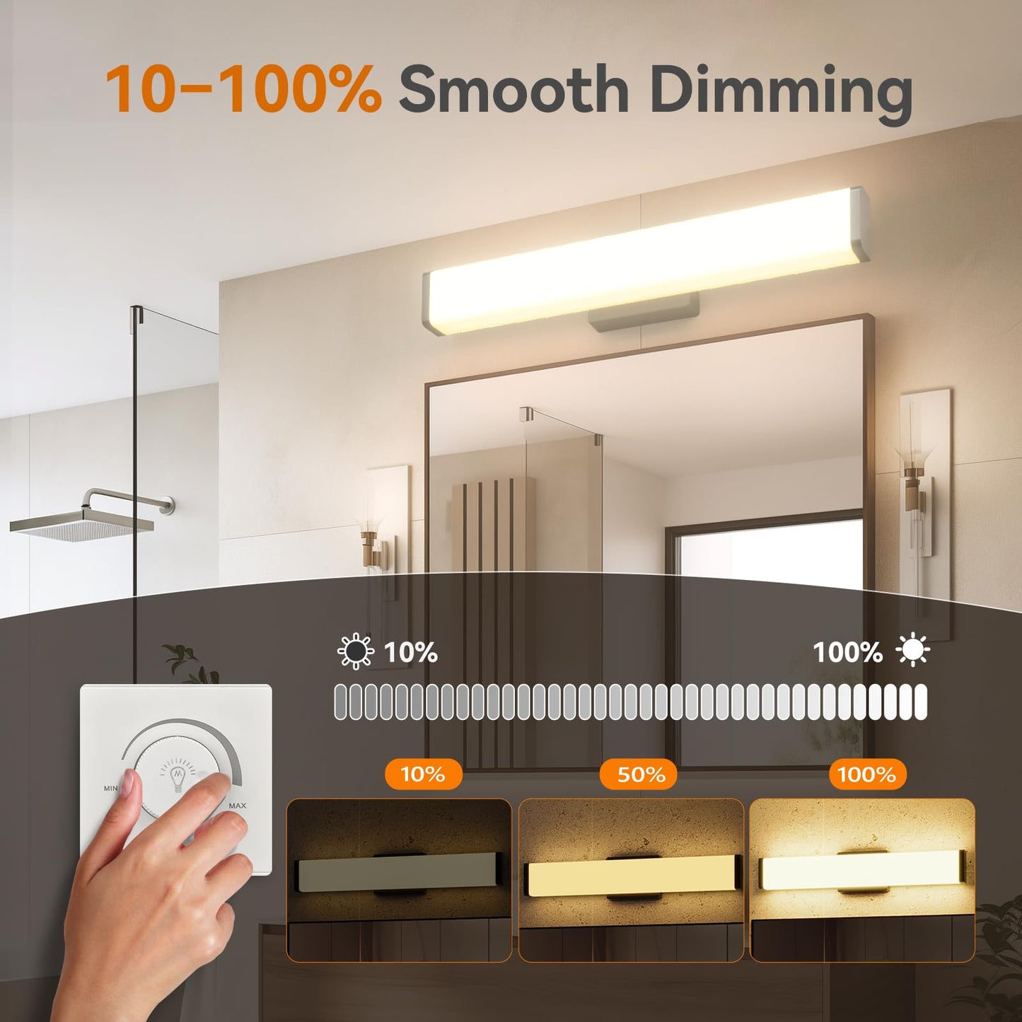 Amico 16" Dimmable LED Bathroom Vanity Light, 5CCT Modern Wall Lamp for Mirror, Kitchen, Hallway, Living Room, Black, ETL Certified