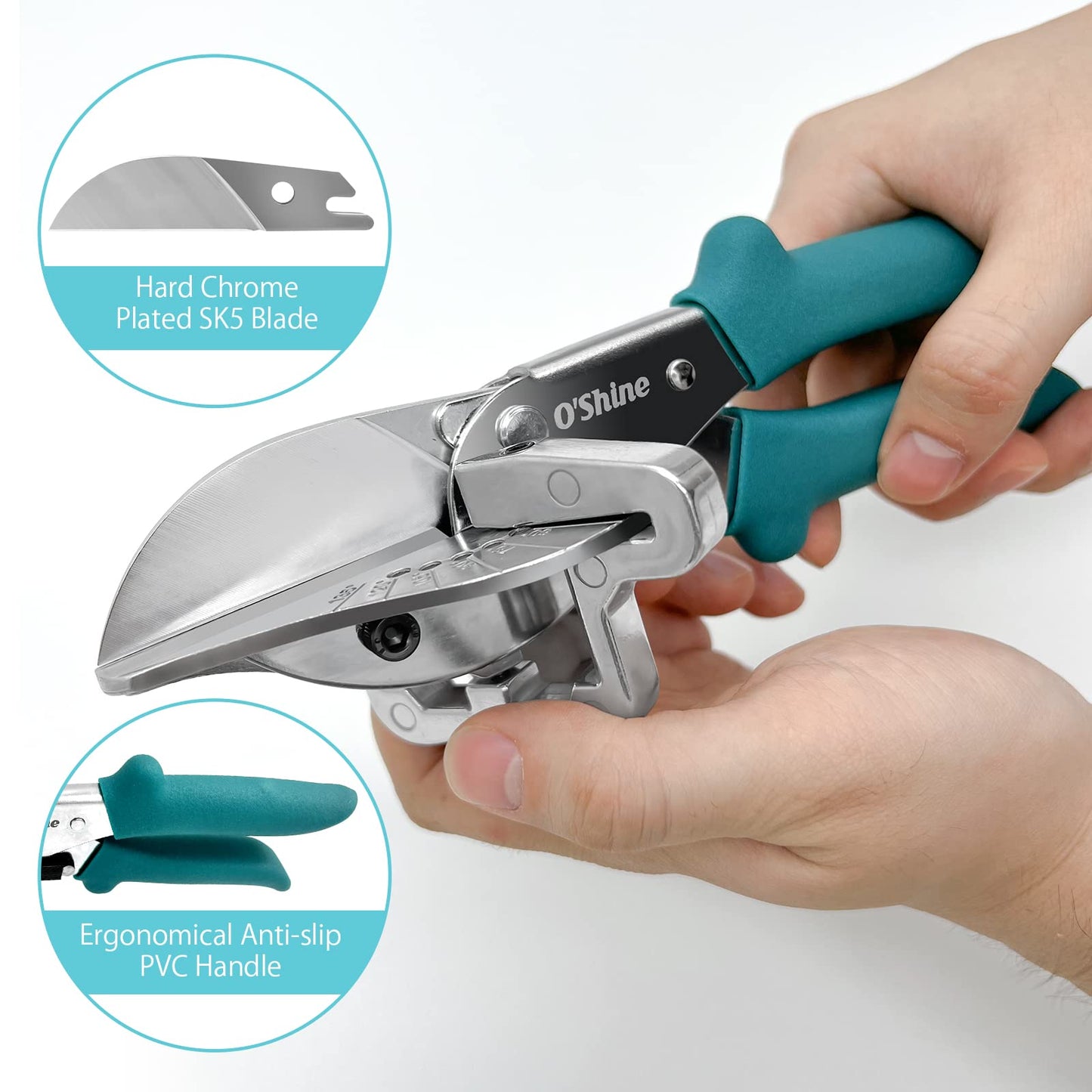 O’Shine Miter Shears for Multi-Angle Cutting 45-135° – Trim, Molding & Craft Tool for Wood/PVC, Extra Blade with Sheath