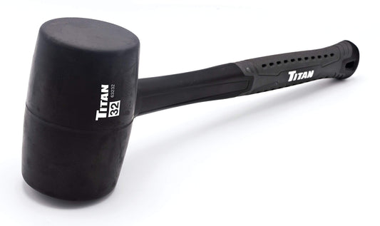 Titan 63232 32oz Rubber Mallet, Non-marking Double-faced Solid Head, 15" Shock Absorbing Fiberglass Handle with Textured Grip