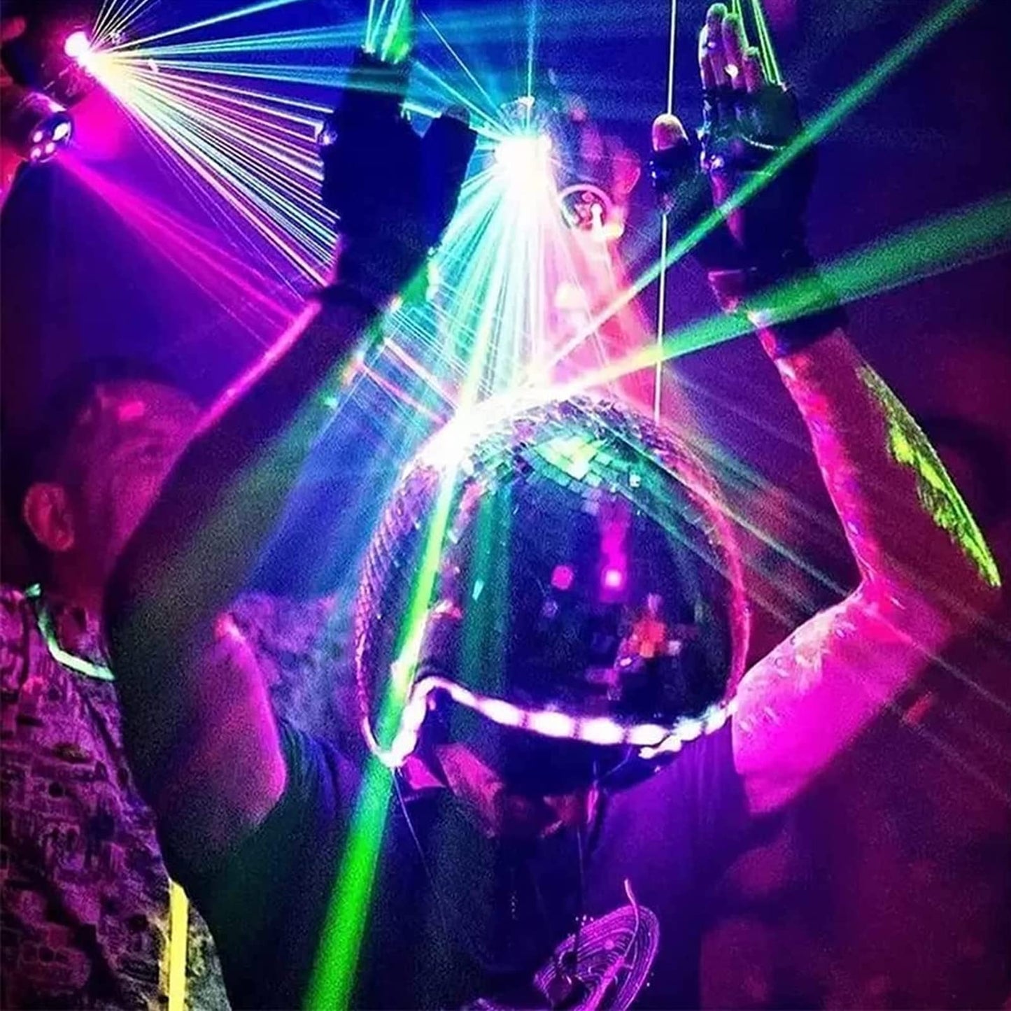 YIZUPTC Disco Ball Helmet Party Decoration Glitter Glass Cap with Retractable Visor Cowboy Hat Novelty Favor Supplies Home Art (Silver)