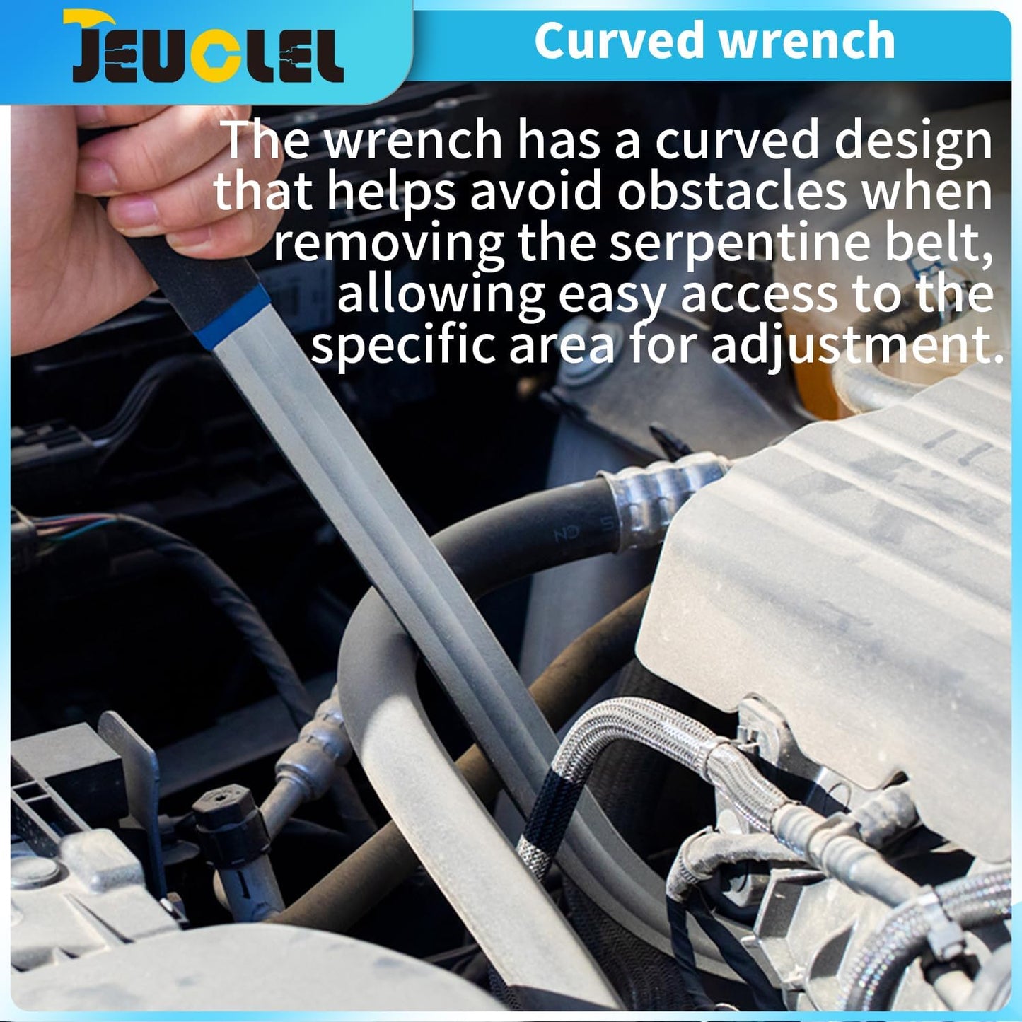 15PCS Universal Serpentine Belt Tensioner Pulley Removal Tool Kit, 12-Point 12-19mm Wrench Set for Engine Timing & Belt Nuts