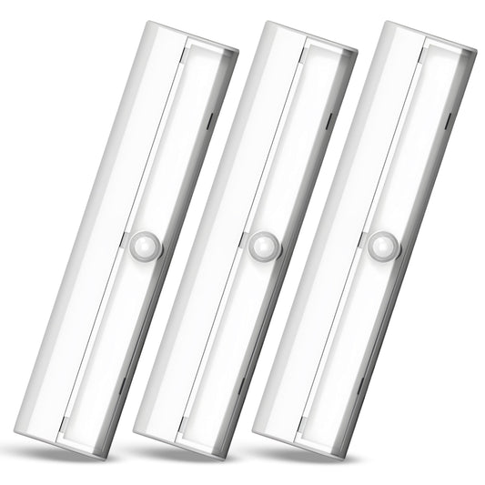 Brilliant Evolution Wireless LED Stair Lights, Motion Sensor Night Lights, Battery Operated Stick-On Lights for Stairs, Hallways & Closets, Warm White, 3-Pack