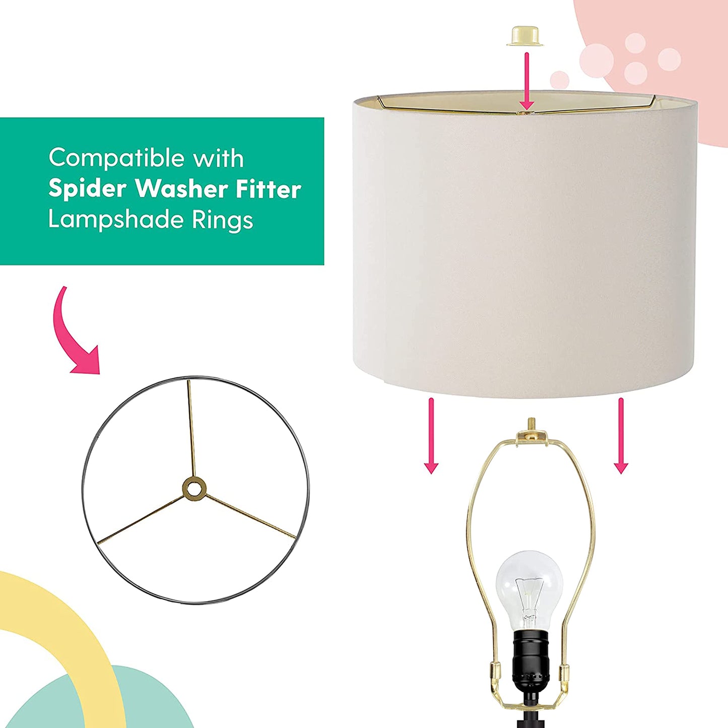 I Like That Lamp 2-Pack Brass 10" Lamp Harp Set with Saddle Holder & Finial, Fits 11"-12" Lampshades for Table & Floor Lamps