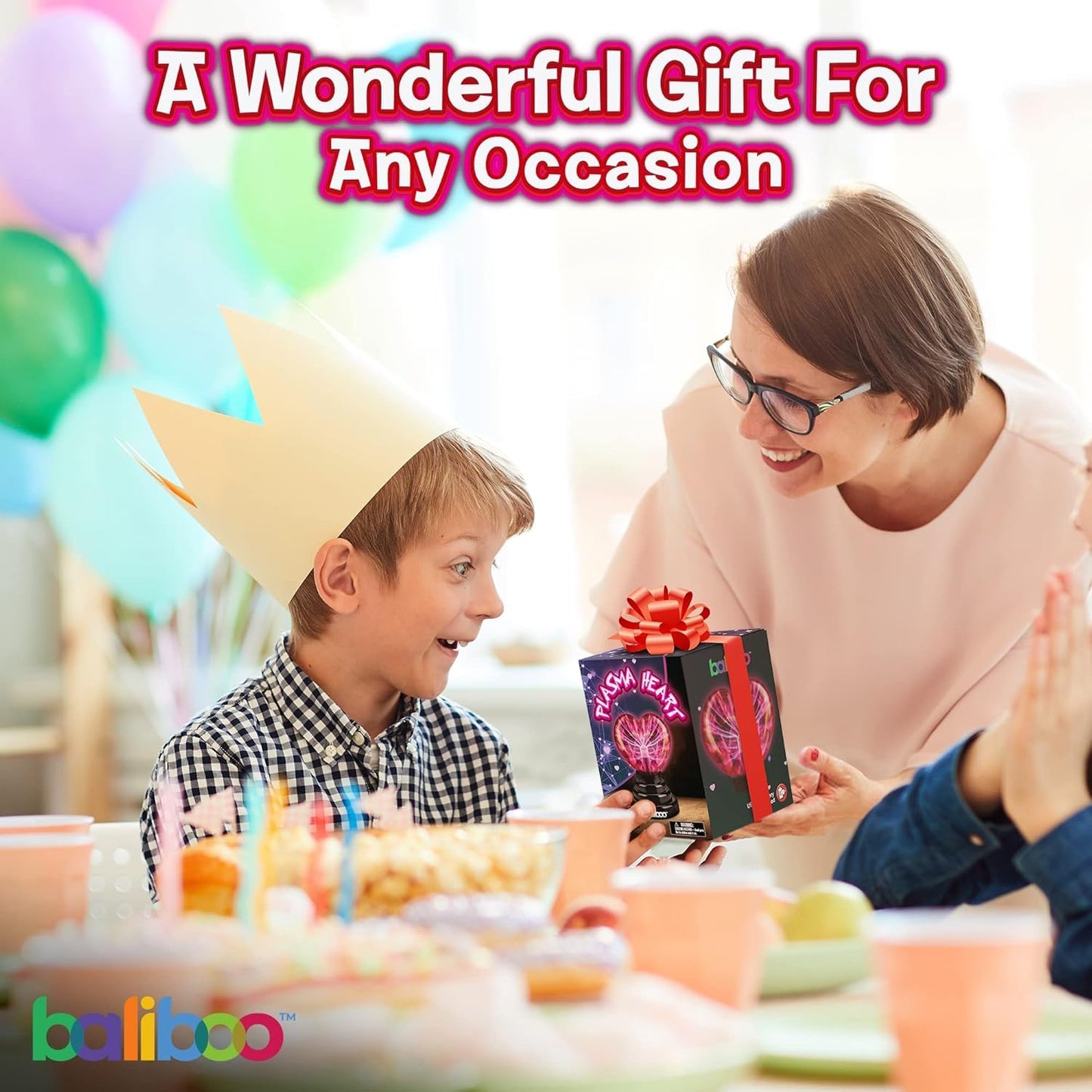 BALIBOO 4" Heart Plasma Lamp – Touch-Activated Lightning Globe, USB & Battery Powered, Interactive Science Ball, Valentine's Gift