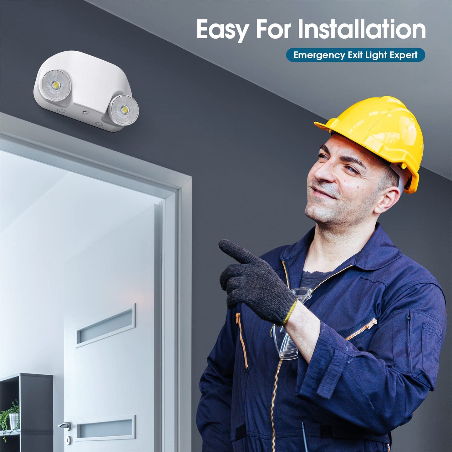 SASELUX LED Emergency Light 6-Pack with Remote, Adjustable Heads, Exit & Backup Lighting, White, 120V-277V, UL Certified