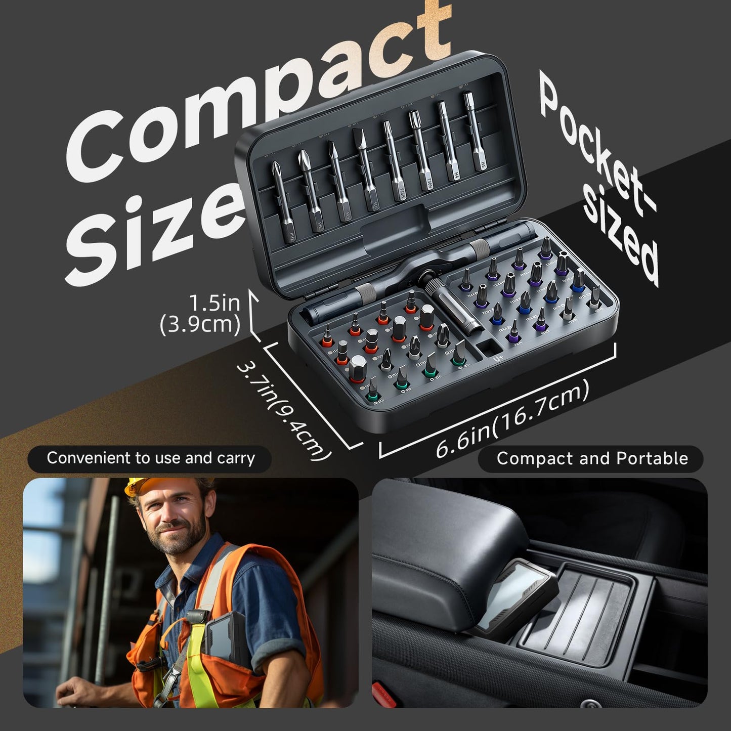 42-in-1 Magnetic Ratchet Screwdriver Set with Bits & Case, Compact DIY Repair Tool Kit for Furniture, Computers, Bikes, Gifts