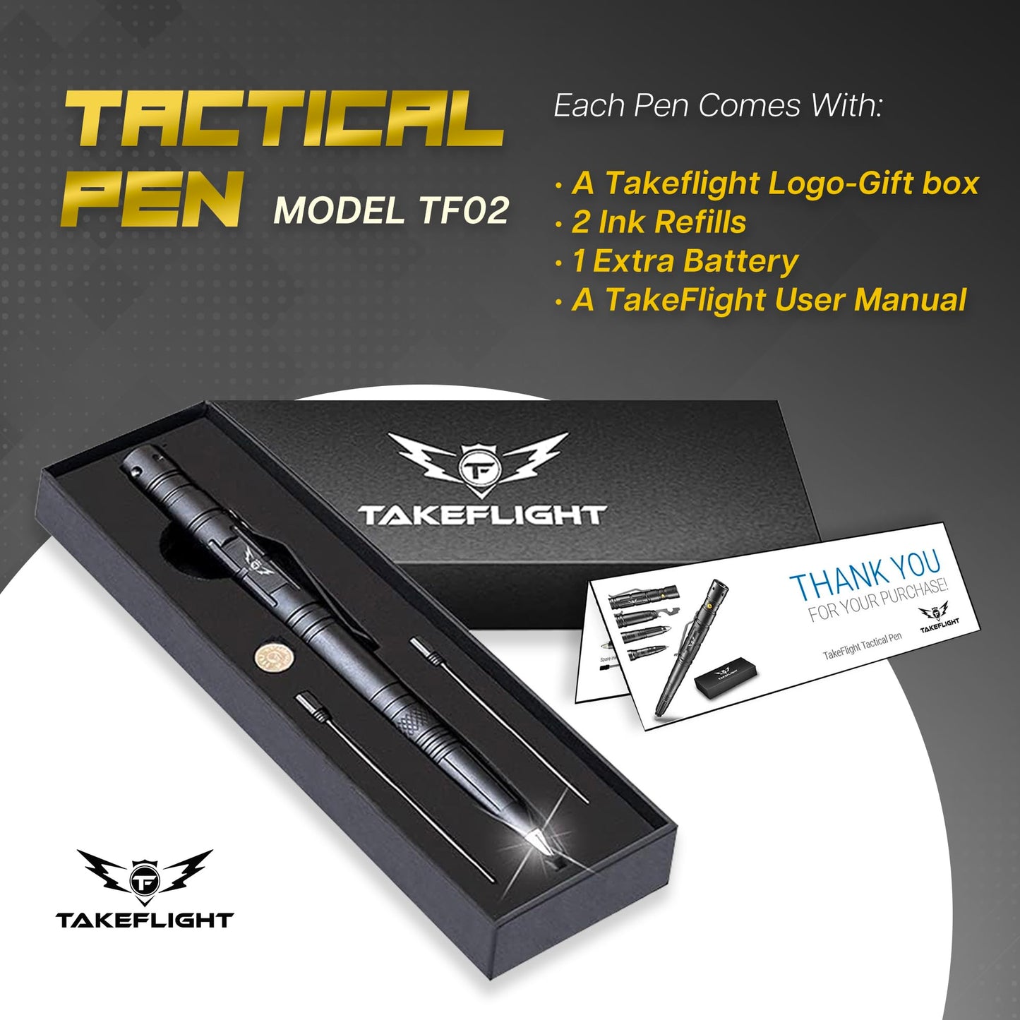Tactical Pen with Flashlight – Multitool EDC Pen with Glass Breaker & Bottle Opener, Gift for Men & Women, Stocking Stuffer or Father’s Day Gadget