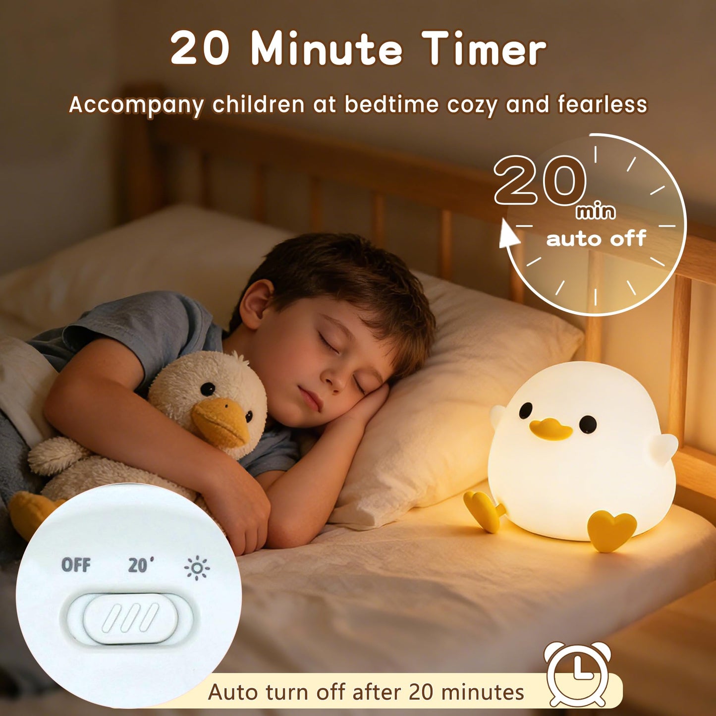 Duck Lamp Night Light, Cute DoDo Ducky LED, Dimmable Silicone Squishy Nightlight for Kids, Rechargeable Touch Bedside Lamp, Gift