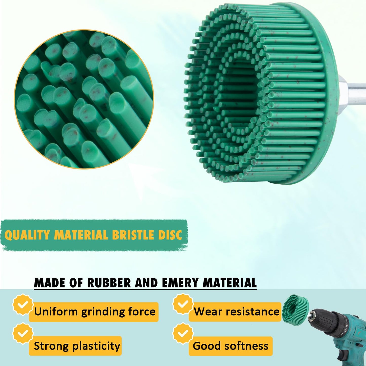 2 Inch Bristle Disc, 6 Pieces Bristle Disc Grade 50# 80# 120# with 1/4 Inch Abrasive Coating Removal Disc for Metal