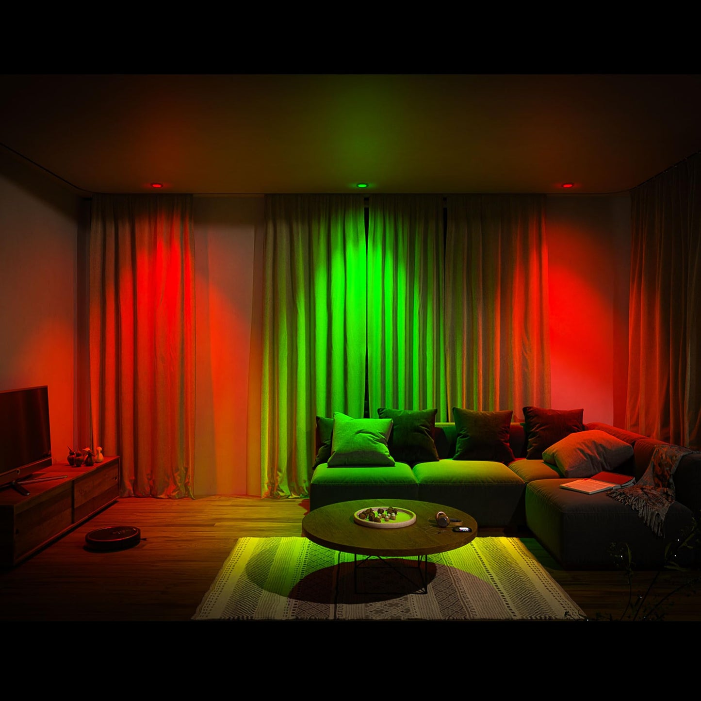 Spectrom Color-Changing Lenses for Recessed & Pot Lights, Tool-Free, Reusable, Easy Peel & Press, Red & Green 12-Pack