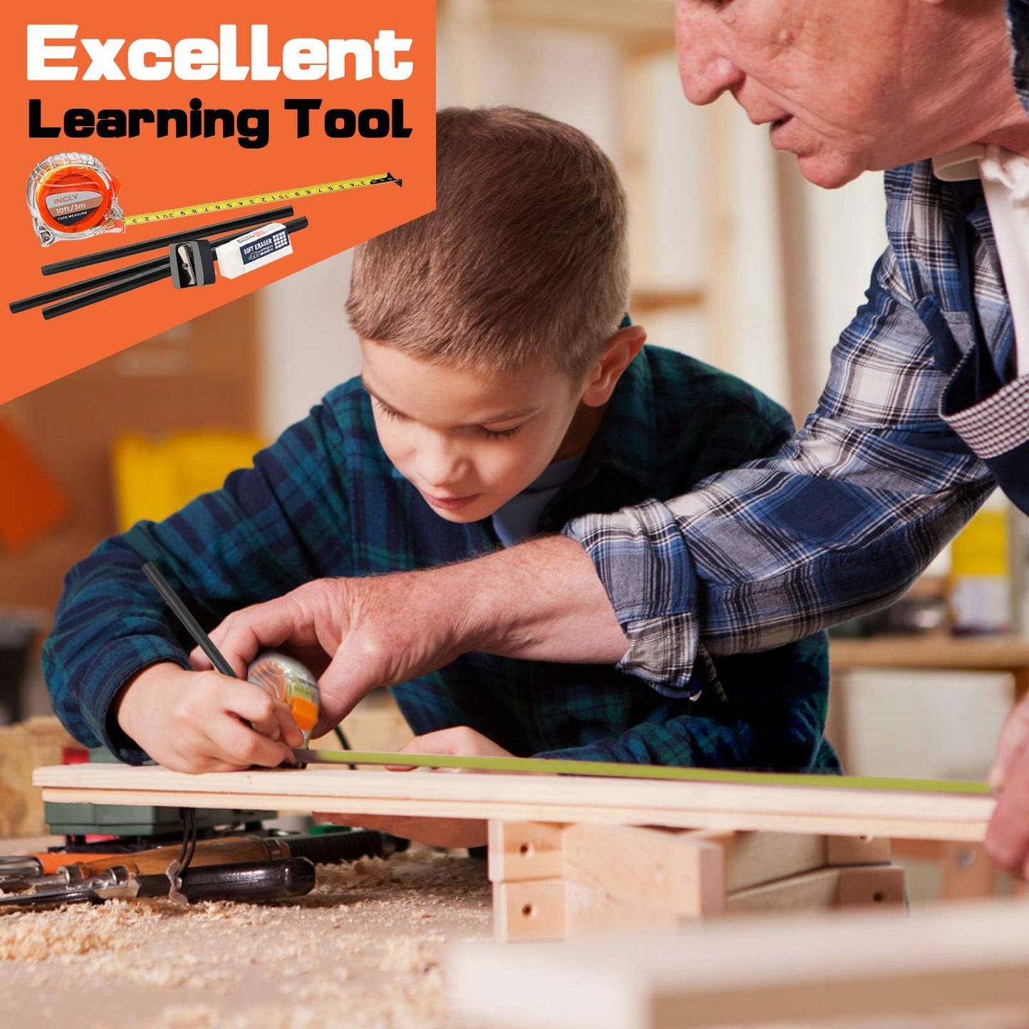 INCLY 95-Piece Kids Real Tool Set with Hammer, Screwdrivers & More, Includes Tool Belt & Bag for DIY, Building & Woodworking Fun