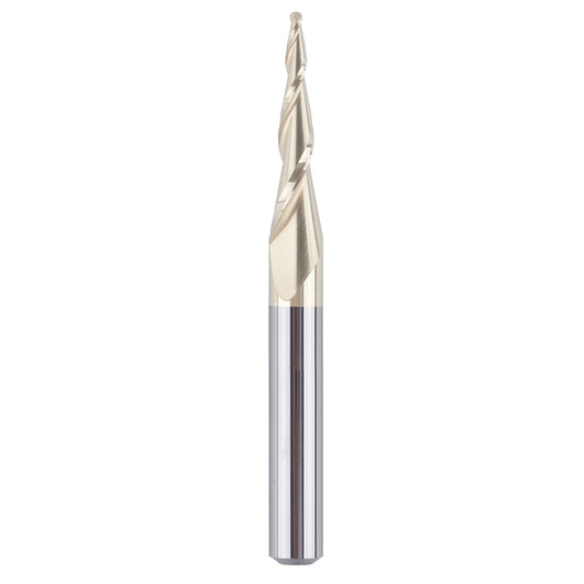 SpeTool Tapered Ball Nose End Mill 1/4" Shank with 1/32" Cutting Radius for 3D Carving Engraving Router Bit, ZrN Coated