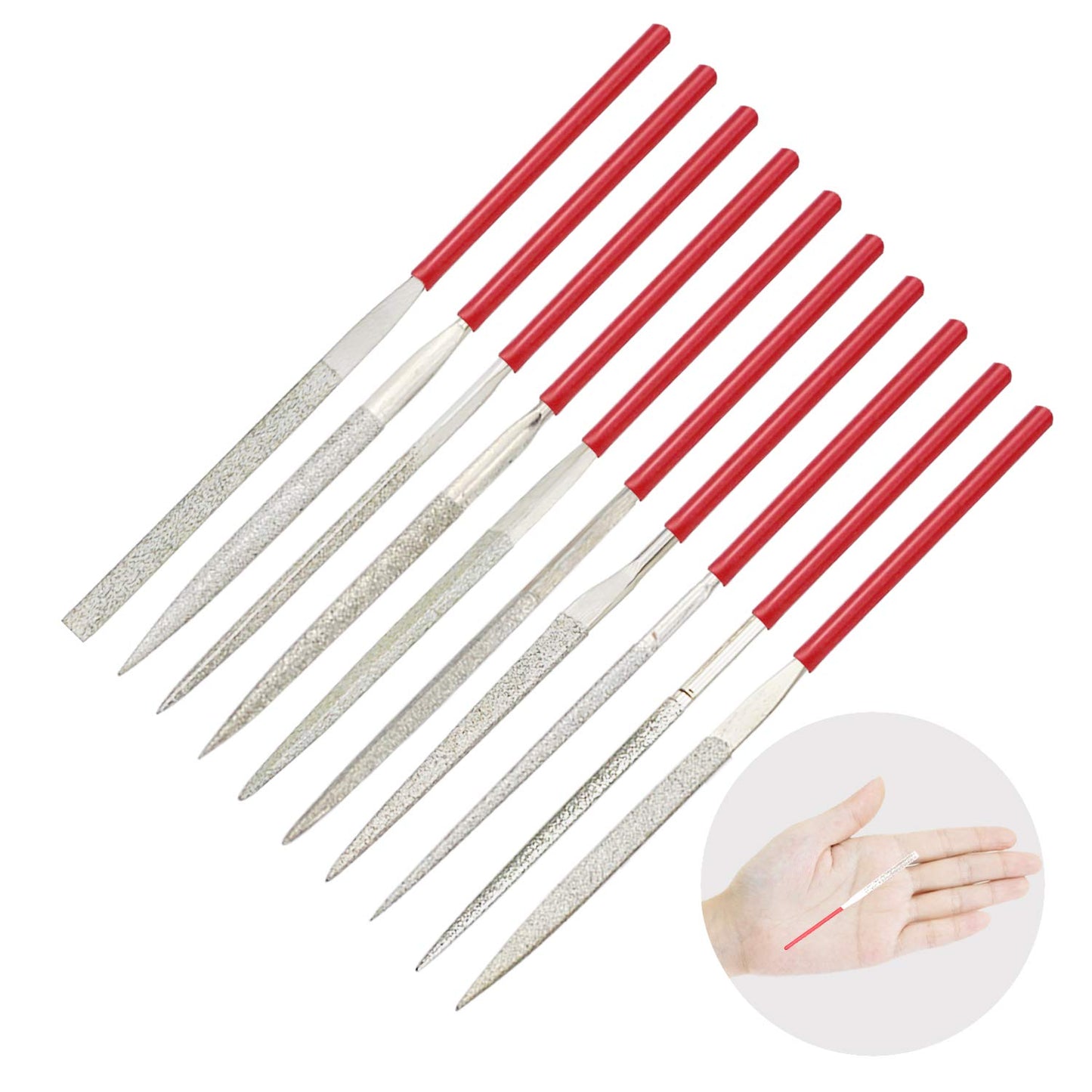 Kalim MINI Diamond Needle File Set (10pcs 150 Grit Precision Diamond File)