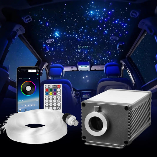 VEVOR 16W Starlight Headliner Kit, 550 Fiber Optic Stars, Remote & App Control, Sound Activated RGBW Ceiling Lights for Car & Home