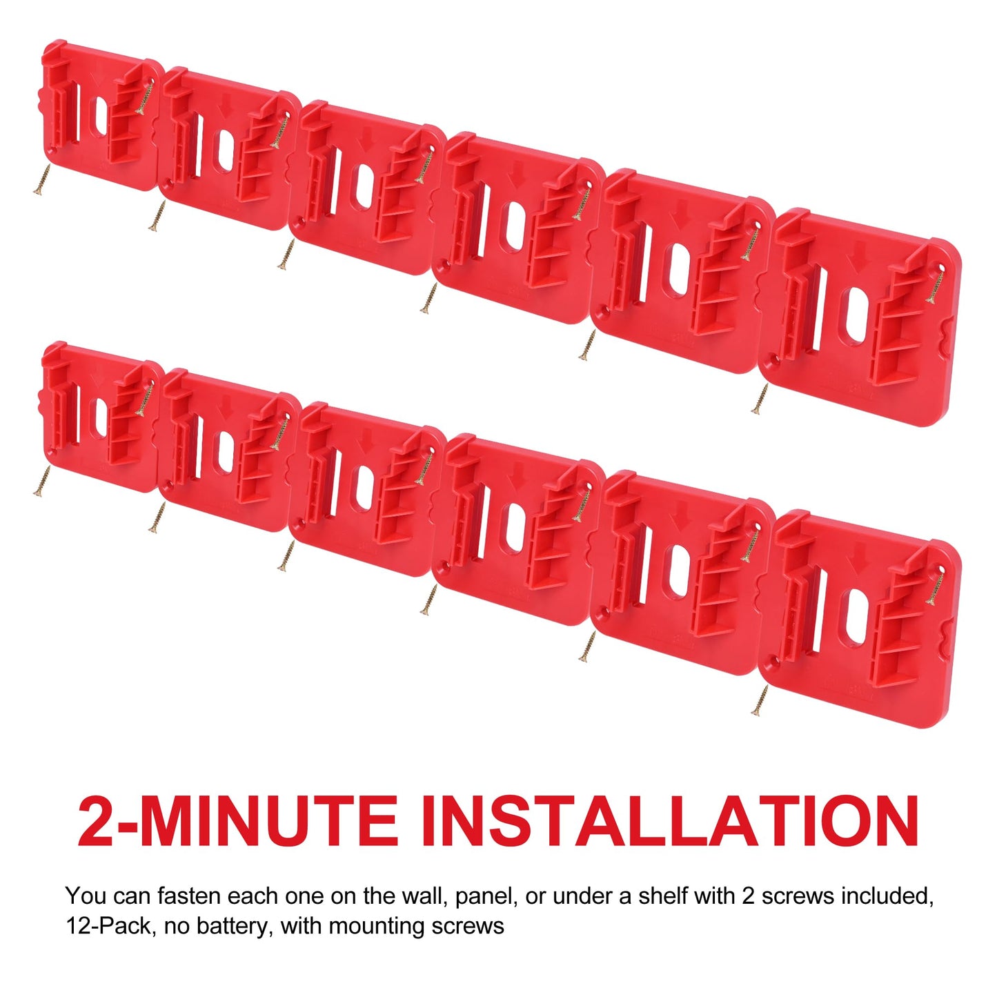 GIPFTYAG 12-Pack M18 18V Battery Holder Dock Mount for Milwaukee 48-11-1815/1828/1850/1860 with 24 Screws, No Battery