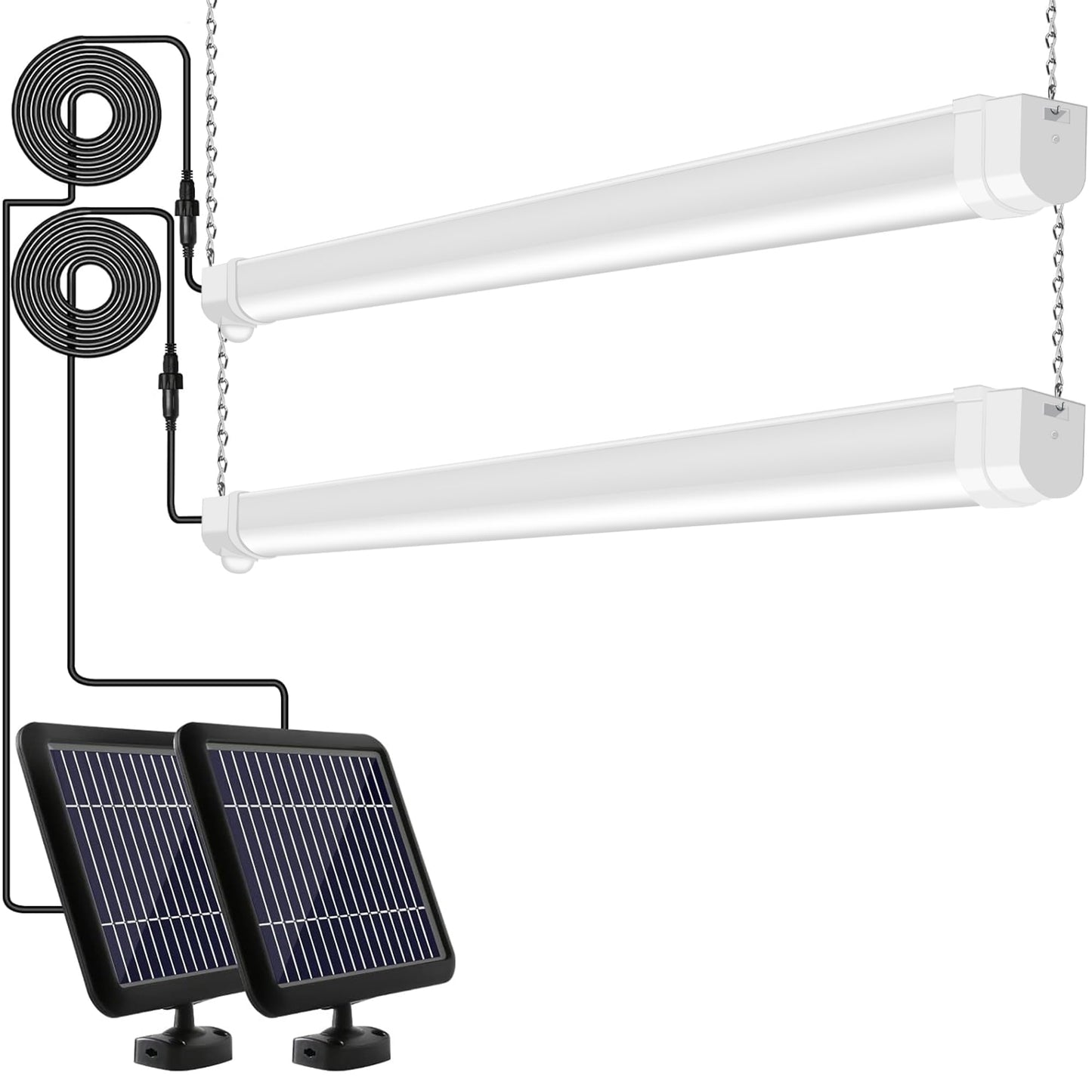 Hykolity 3FT 17W Solar LED Shop Light with Motion Sensor, IP65 Waterproof, 100W Equivalent, Outdoor Garage, Barn, Home – 2 Pack