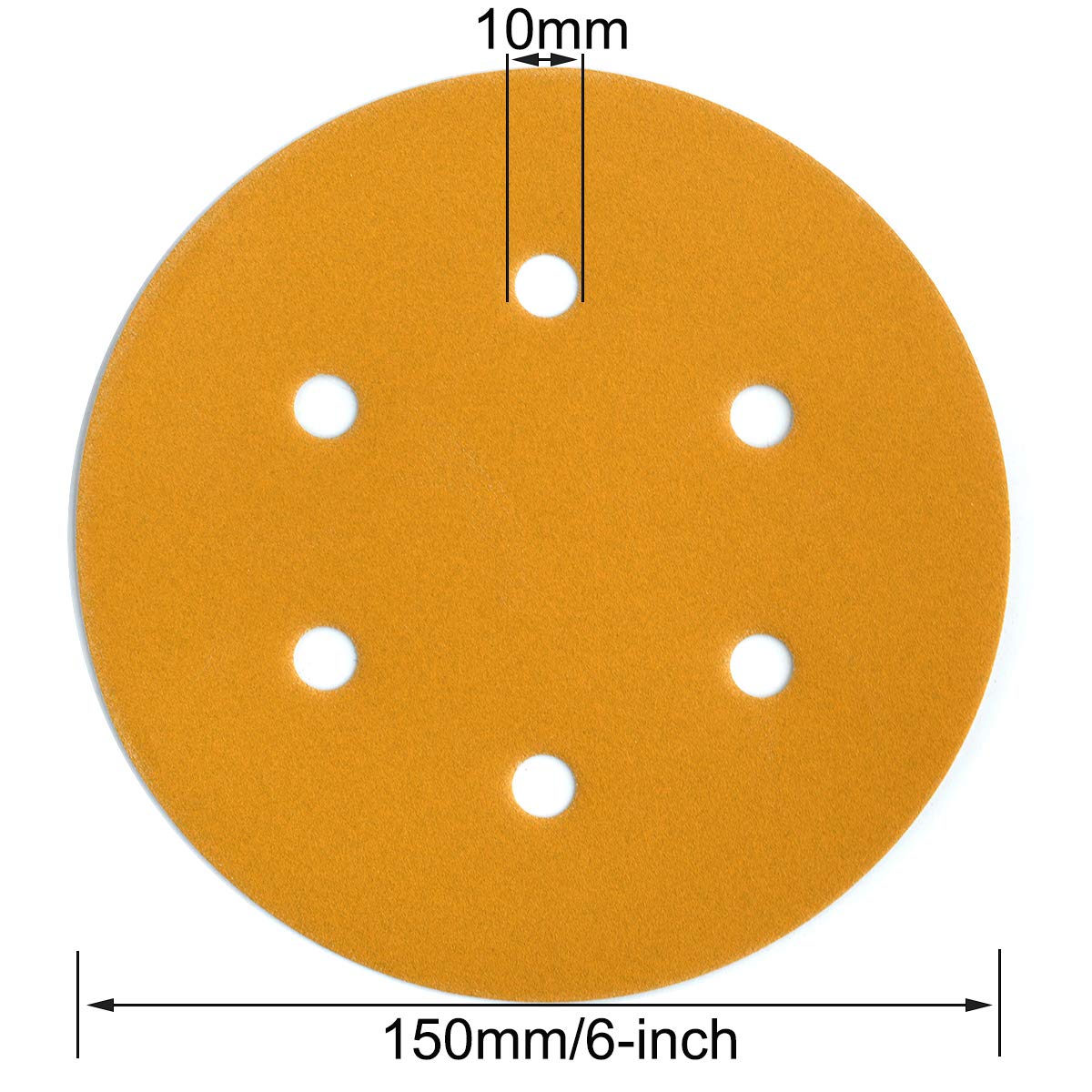 Aiyard 6-Inch 6-Hole Hook and Loop Sanding Discs 320-Grit, Random Orbital Sandpaper for Automotive and Woodworking, 100-Pack
