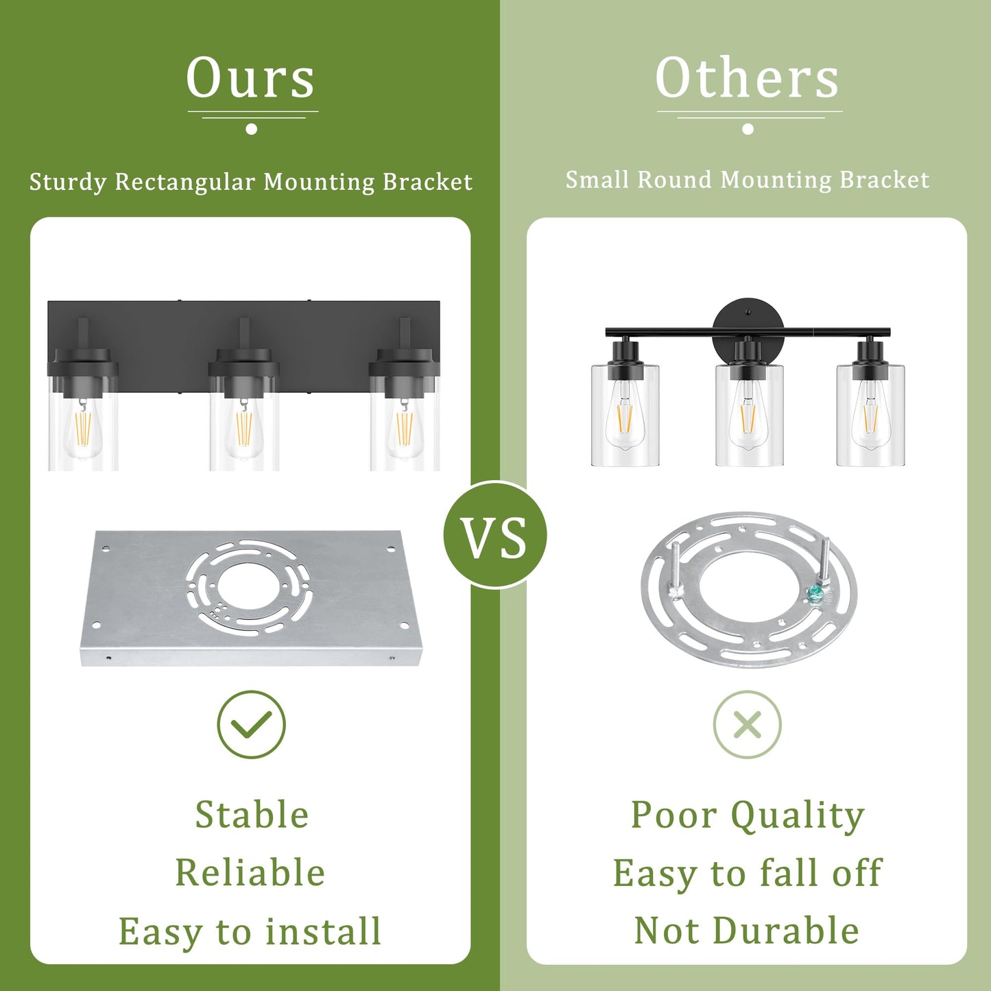 Espird 3-Light Bathroom Vanity Light, 22" Matte Black Wall Sconce with Clear Glass Shade, Modern Lighting for Mirror & Living Room