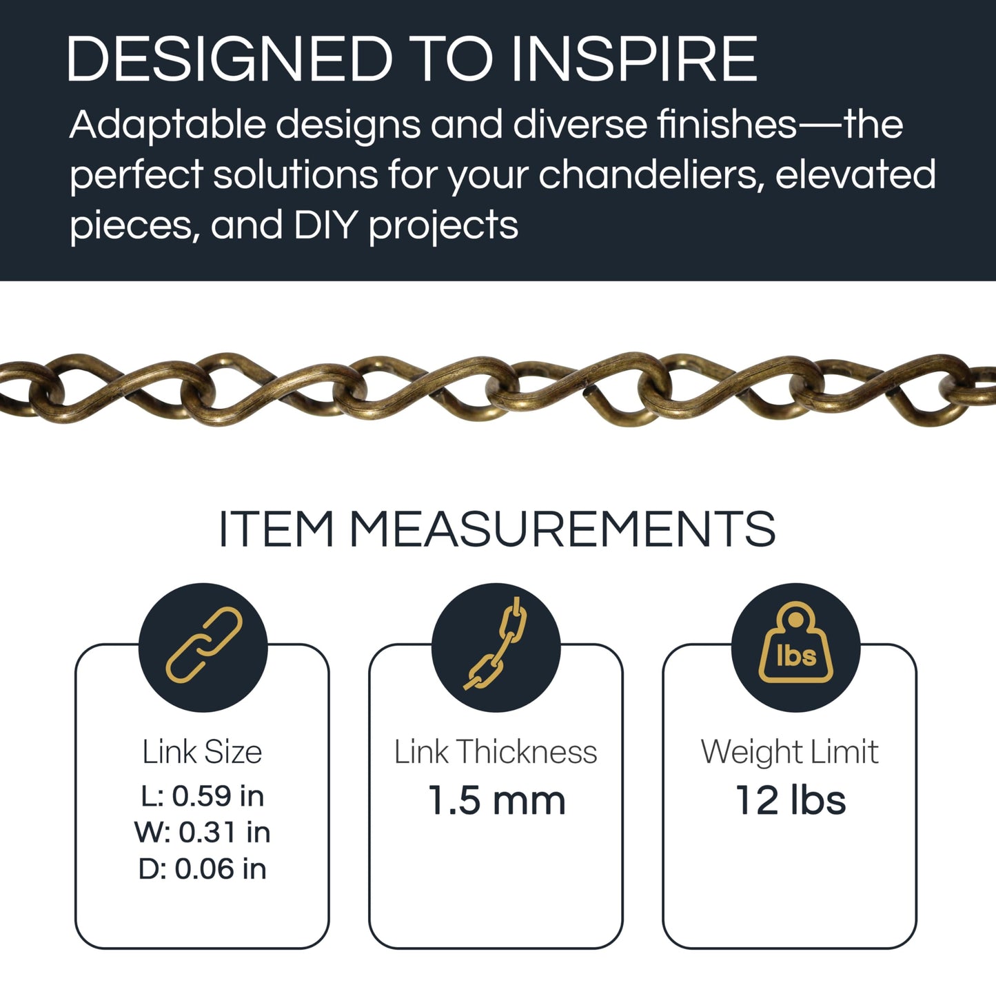 RCH Hardware CH-S50-16-AB-10 Steel Basket Chain, Antique Brass (10 Feet)