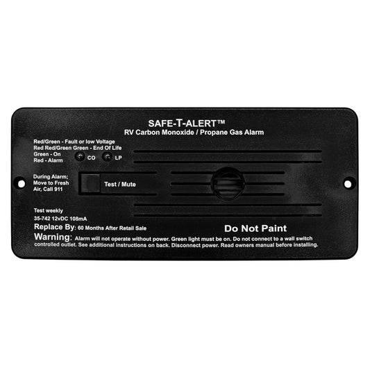 Safe T Alert - Dual LP/CO Alarm - Flush Mount Black - 35-742-BL