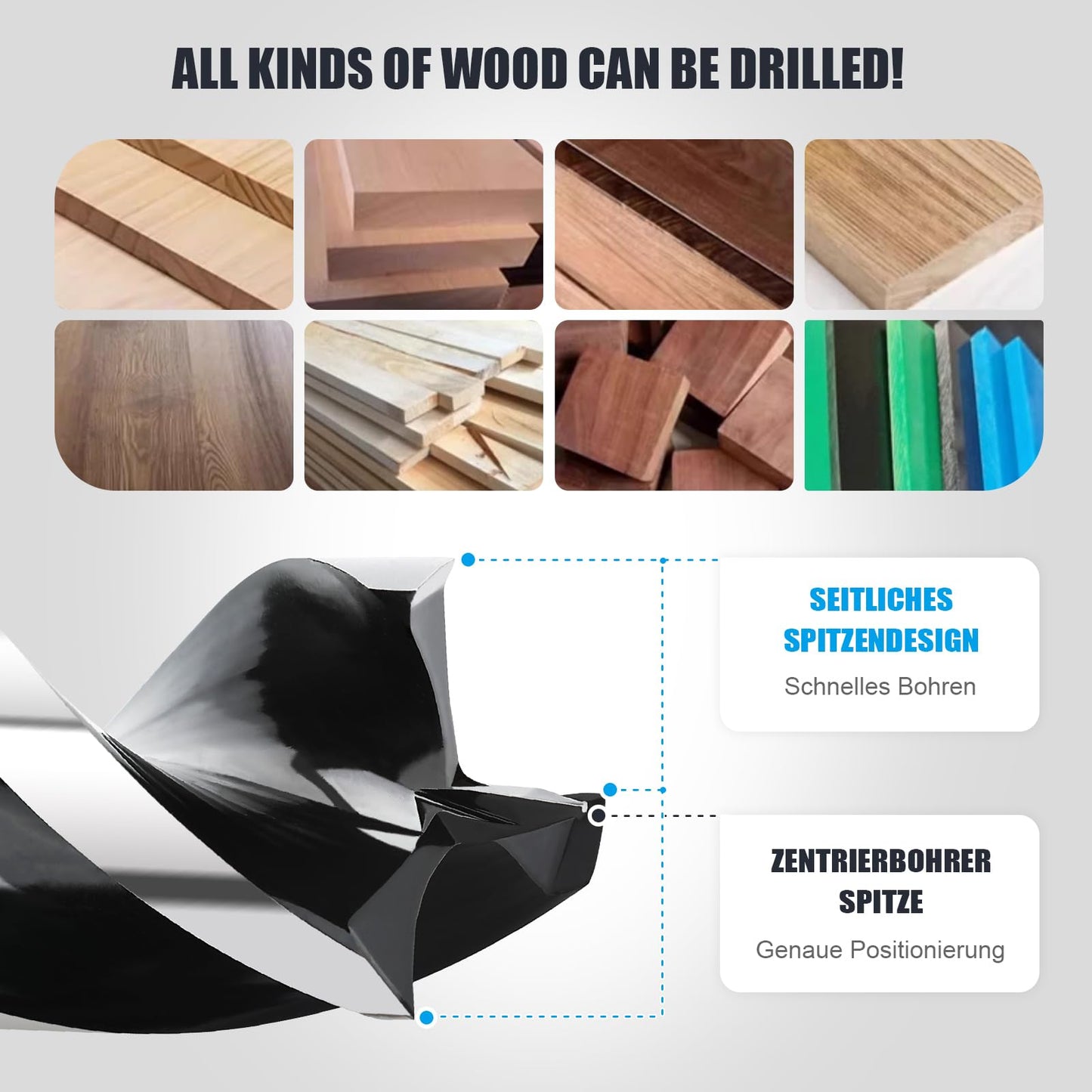 1" x 9" Auger Drill Bit for Wood,Hex Shank Tri Flute Wood Drill Bit for Soft and Hard Wood,Plastic,Drywall and Composite Materials