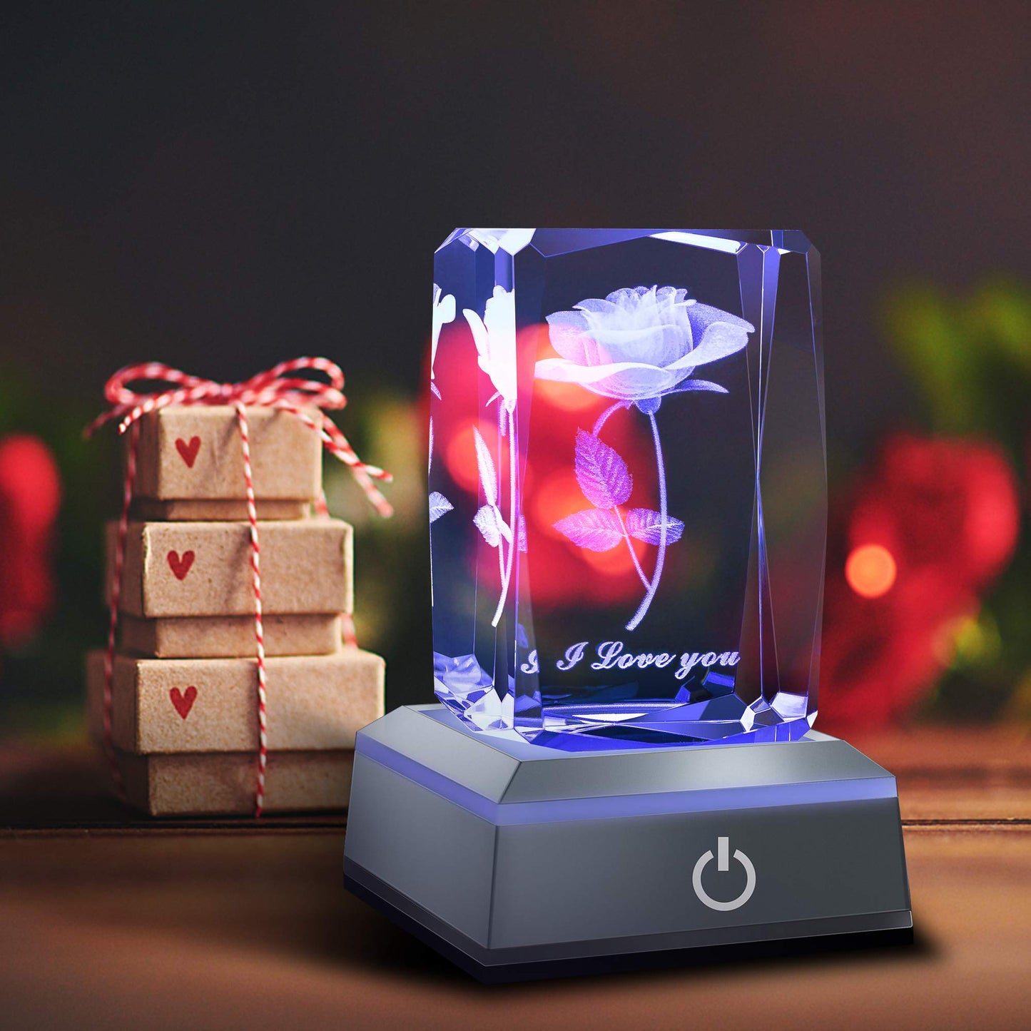HoChance 3D Rose Crystal Night Lamp with Multicolor LED, Adjustable Light – Romantic Gift for Girlfriend, Wife, Birthday, Christmas
