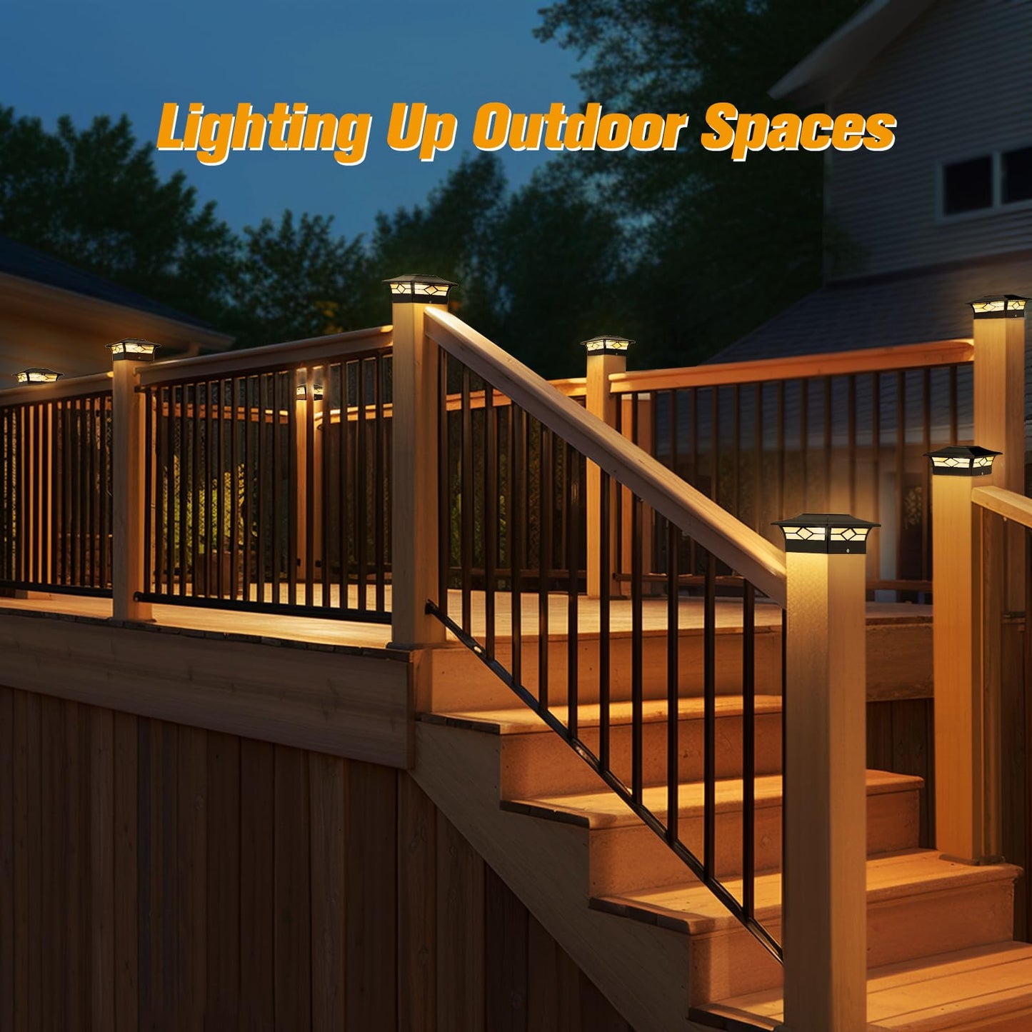 JOFIOS 12-Pack Solar Post Cap Lights for 4x4 Wood/Vinyl Posts, Waterproof LED Outdoor Deck, Fence, Patio, Garden with Cool & Warm Light