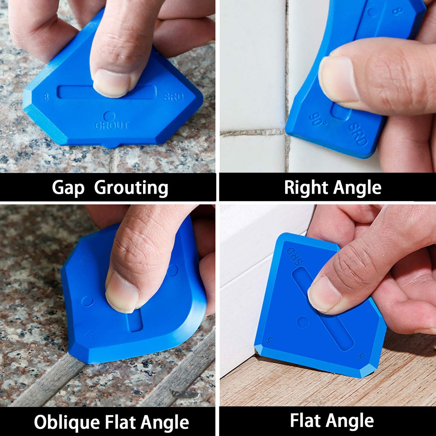 King&Charles Silicone Caulking Tool Kit, 3 in 1 Caulk Remover & Grout Removal Tool, with 4pc Glass Glue Angle Scraper