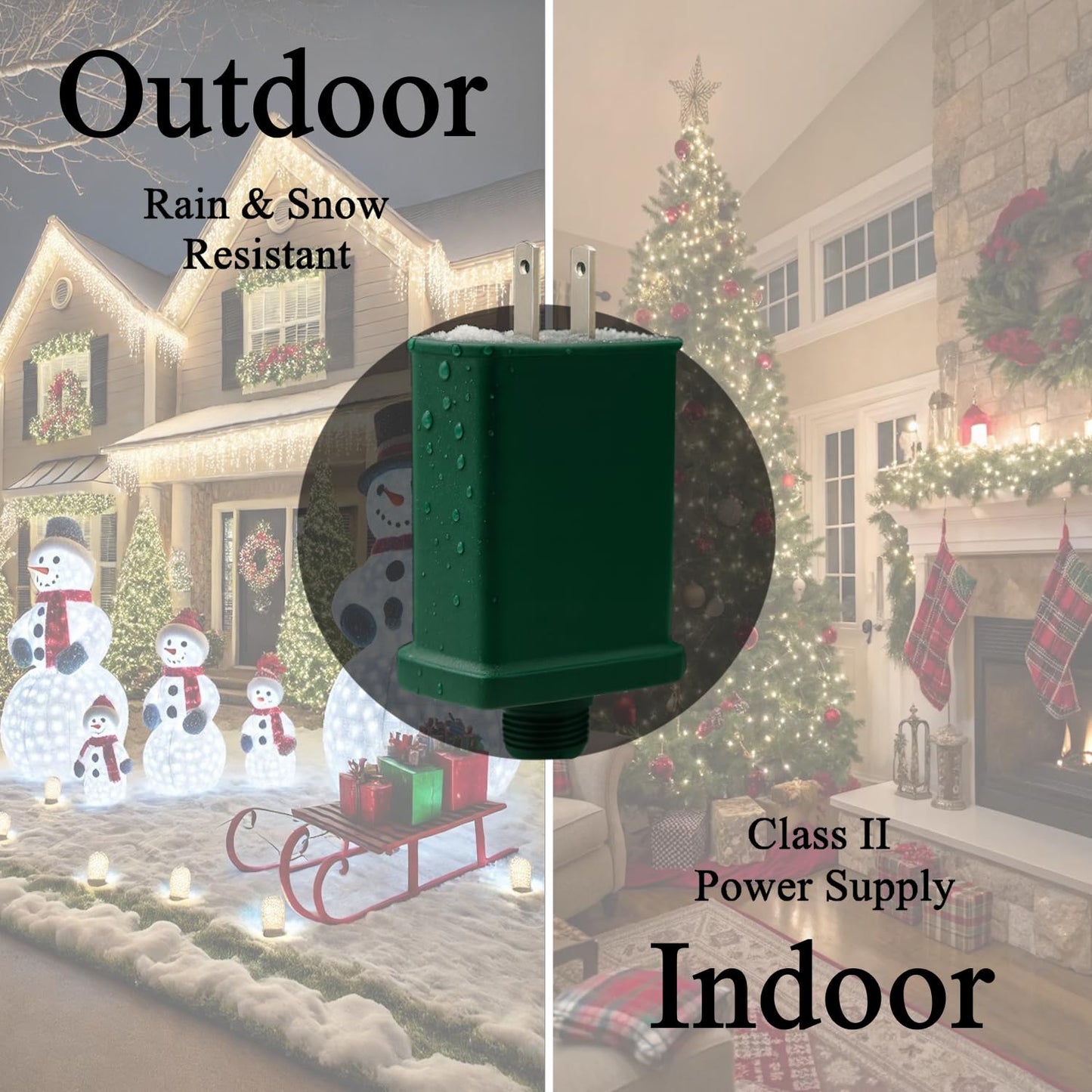 TS-26WL29V 26W 29V 0.9A Class 2 LED Transformer, IP44 Raintight Power Supply with US Plug for String Lights & Holiday Xmas Lighting