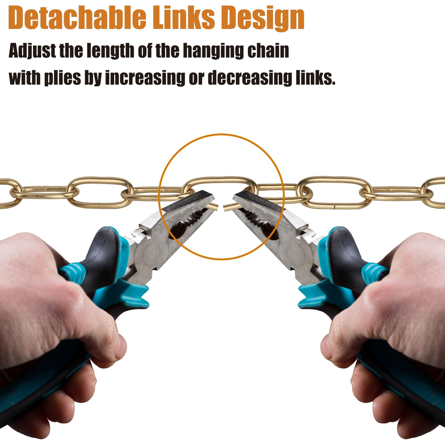 Omytie 15 Ft Heavy Duty Hanging Chain Kit with Locks & Swag Hooks for Chandelier, Pendant, Lantern, Plant, Bird Feeder – Brass