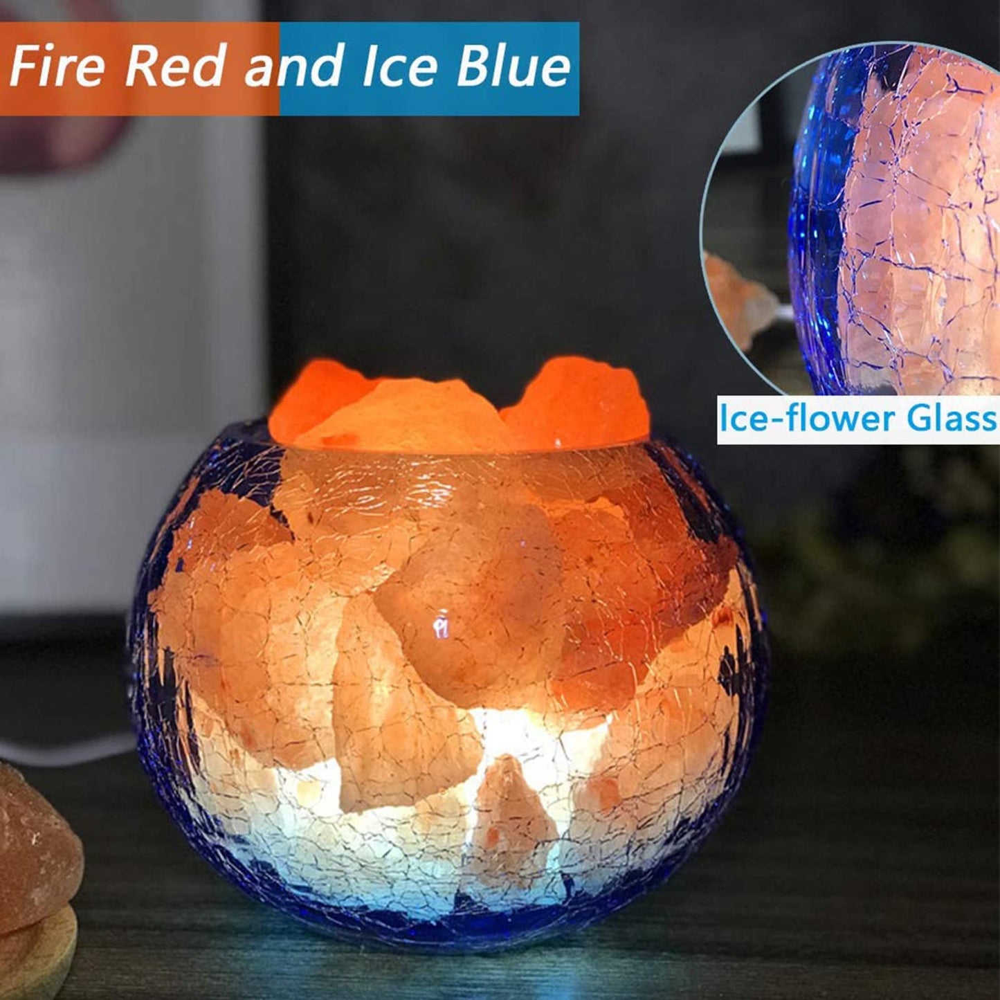 V.C.Formark USB Himalayan Salt Lamp with Natural Salt Chunks, Color Changing & Warm Light, for Desk, Bedroom, Living Room, Gift