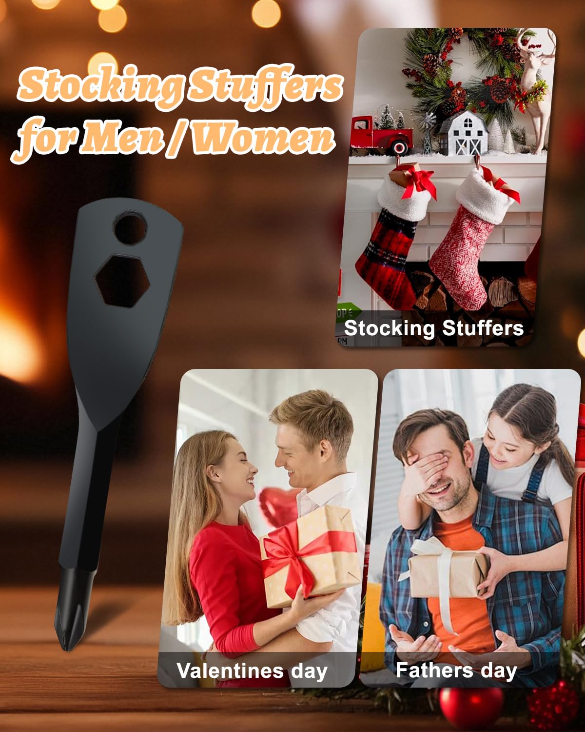 Valentine’s Day Gift for Him – 6-in-1 Keychain Screwdriver Bit Tool with Phillips, Slotted & Hex Wrench, Gift for Husband Boyfriend Dad