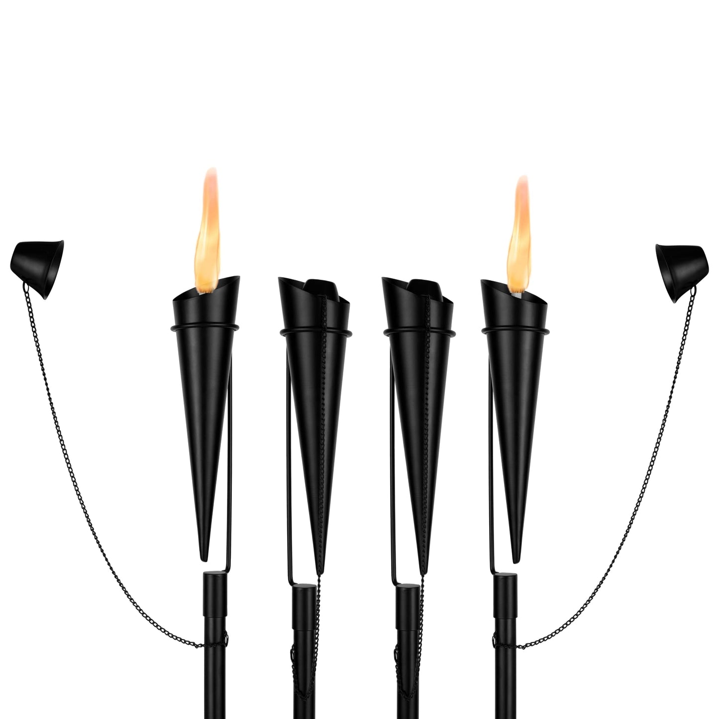 BIRDROCK HOME Outdoor Torches, 4 Pack – Weather-Resistant, Modern Design, Durable, Citronella Oil Compatible for Patio, Backyard, Pathway