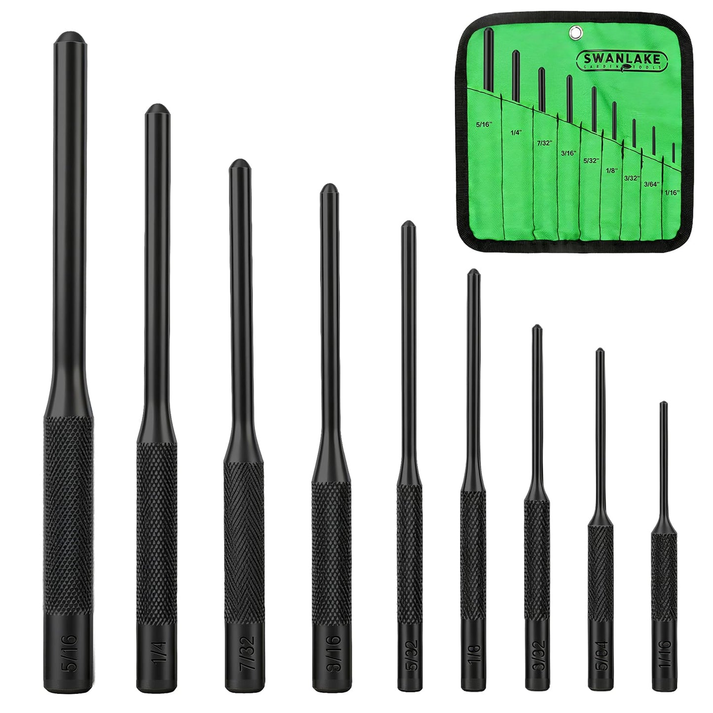 SWANLAKE 9-Pieces Roll Pin Punch Set, Removing Repair Tool with Holder for Automotive, Watch Repair,Jewelry and Craft