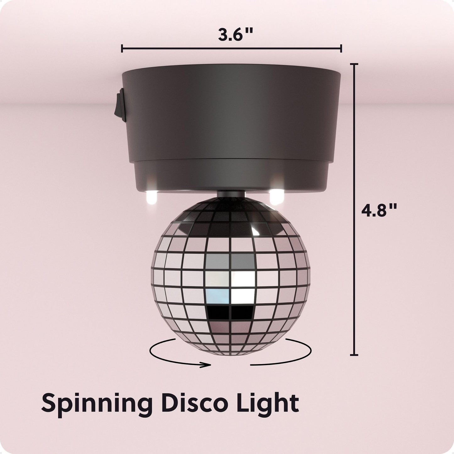 U Brands Magnetic LED Disco Ball Light, Disco Ball Locker Accessories, Black and Silver
