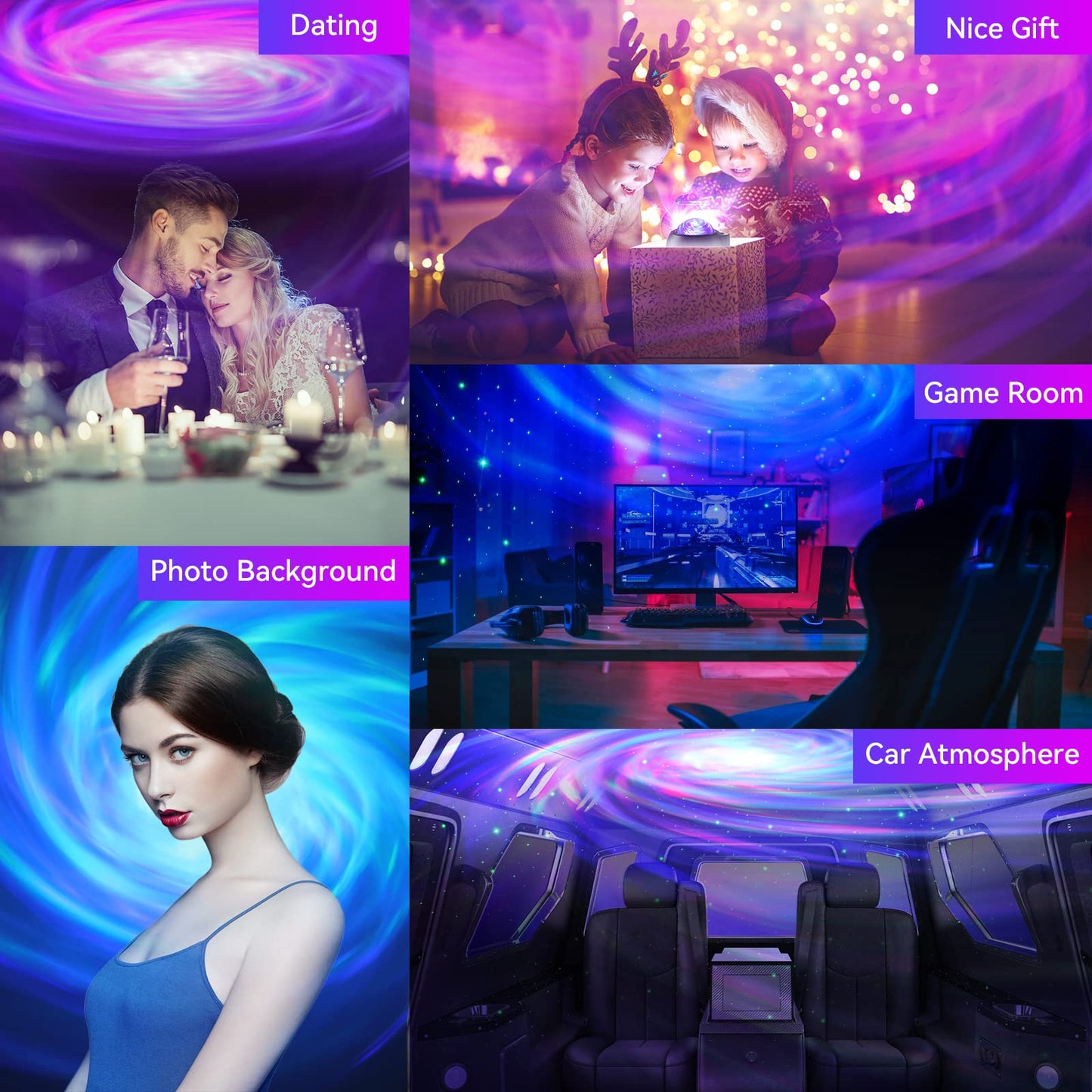 ENOKIK Galaxy Projector with Bluetooth Speaker, Star & Aurora Night Light, White Noise for Kids & Adults, Home, Party, Relaxation, Gift