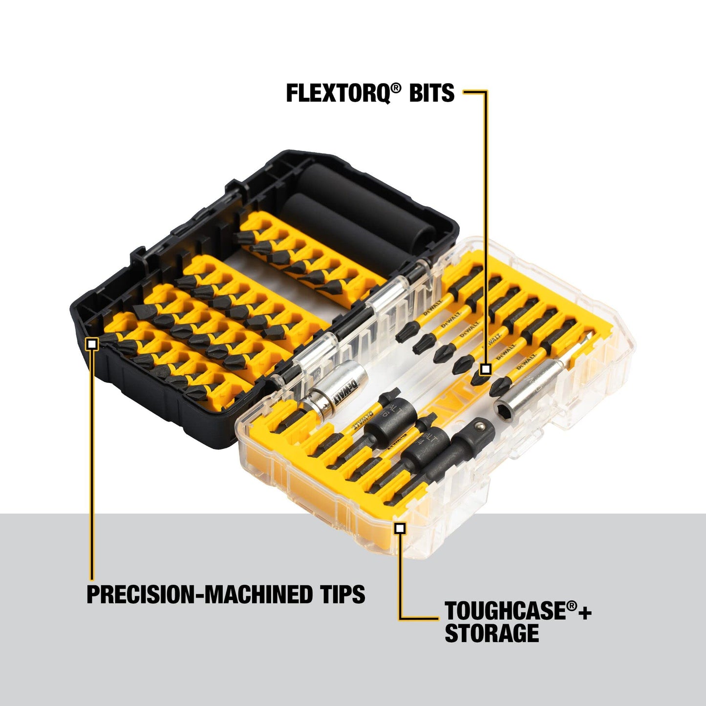 DEWALT DWA2NGFT40IR Impact Ready Flextorq 40-Piece Steel Screwdriver Bit Set