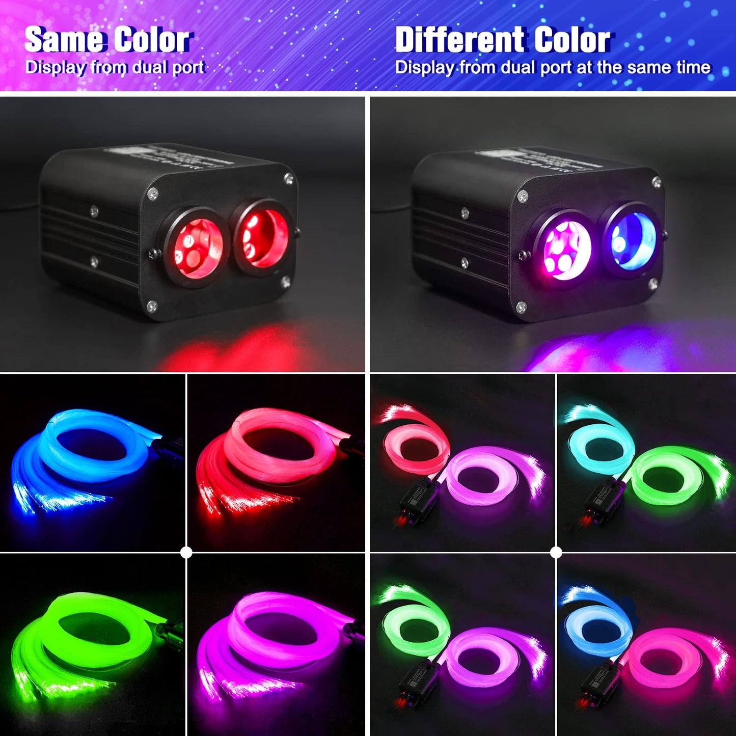 SUNKENET 20W Twinkle Starlight Headliner Kit, 650 Fiber Optic Star Lights for Car Roof & Home, Bluetooth App, Remote, Music Mode