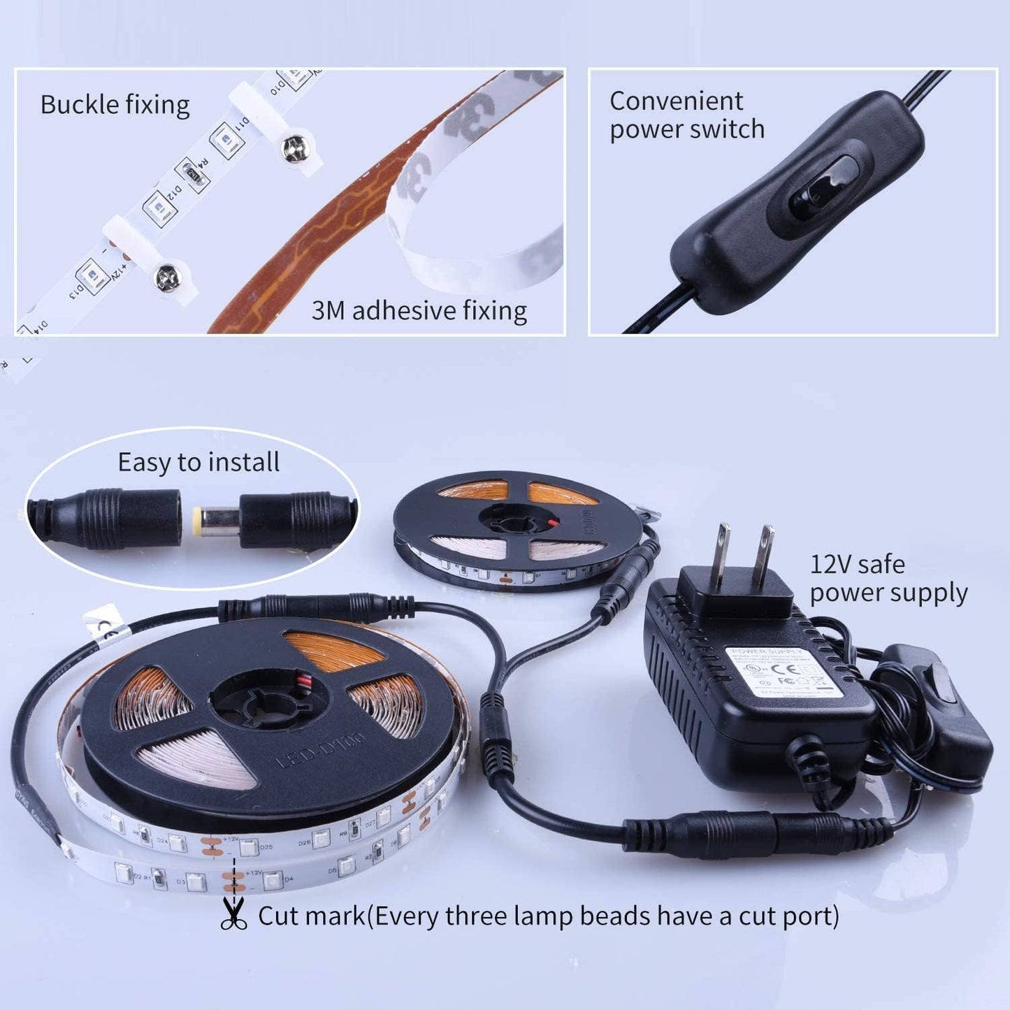 YAYIT 40 Foot Led Black Light Strip Kit, 720 Units Led, 12V Flexible Blacklight Fixtures, Non-Waterproof