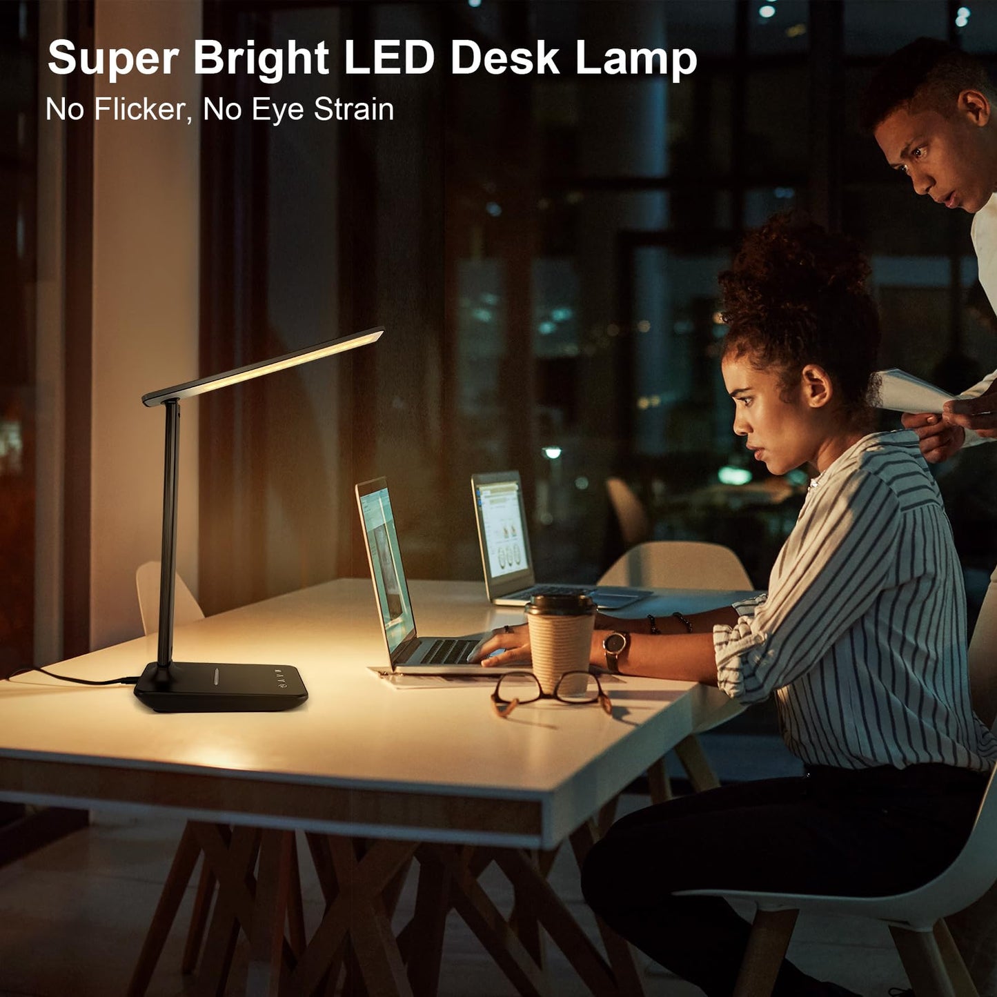 Shinelife LED Desk Lamp for Home & Office, Touch Control, Adjustable Brightness & 5 Modes, USB Charging, Dimmable Study & Craft Light, Black