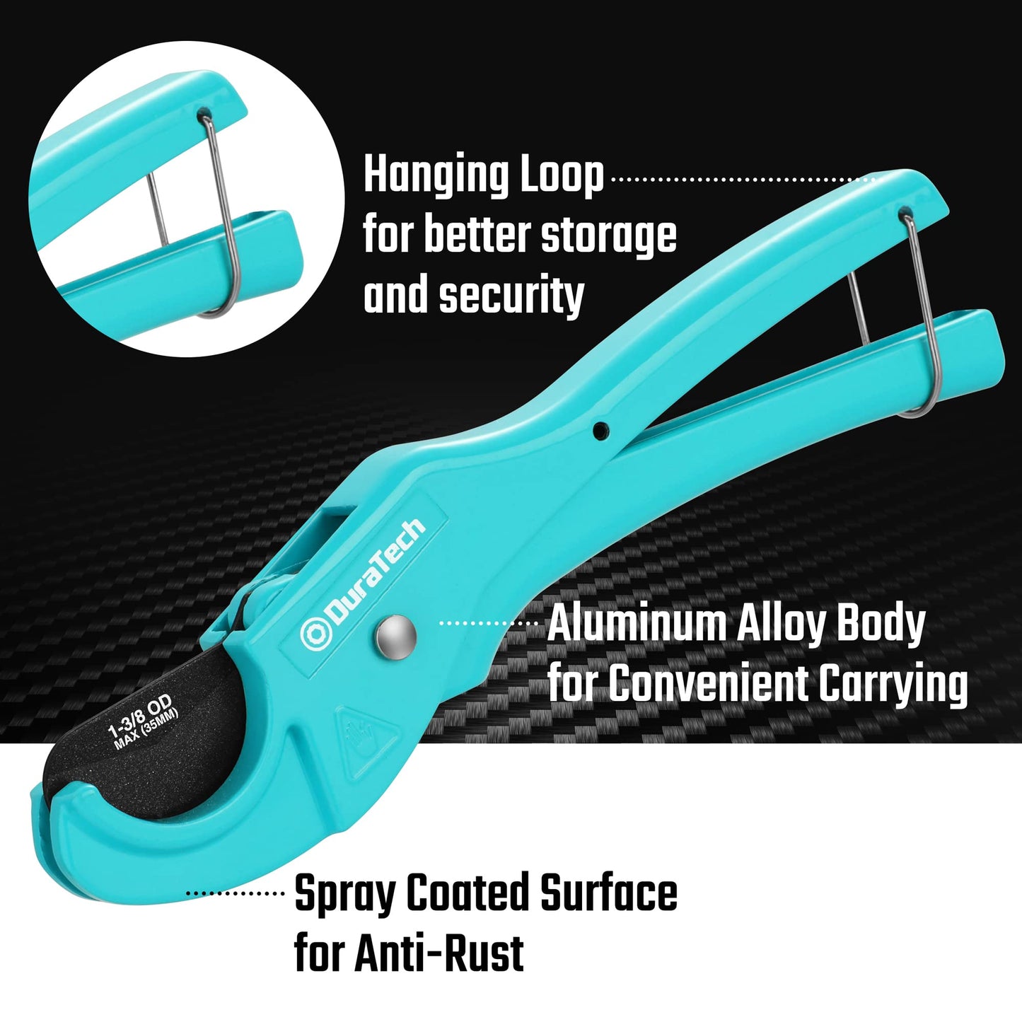 DURATECH PEX Pipe Cutter for 1/8"-1" PEX & Rubber Hoses, PTFE-Coated Sharp Blade, Ideal for Home & Plumbing Repairs (Not PVC)