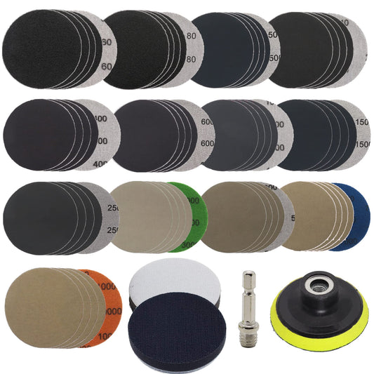 65pcs 3" Sanding Disc Set, 60-10000 Grit Wet & Dry with M10 Backing Pad, 2 Interface Pads for Wood, Metal, Car, Jewelry Polishing