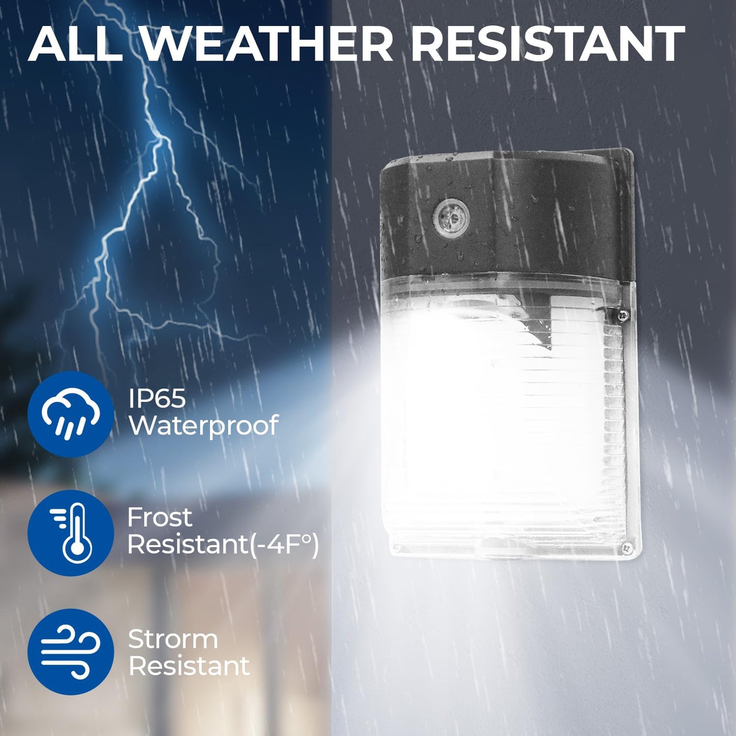 CINOTON 26W LED Wall Pack Light 2 Pack, 3000LM, Dusk-to-Dawn Sensor, IP65 Waterproof Outdoor Security Flood Light 5000K