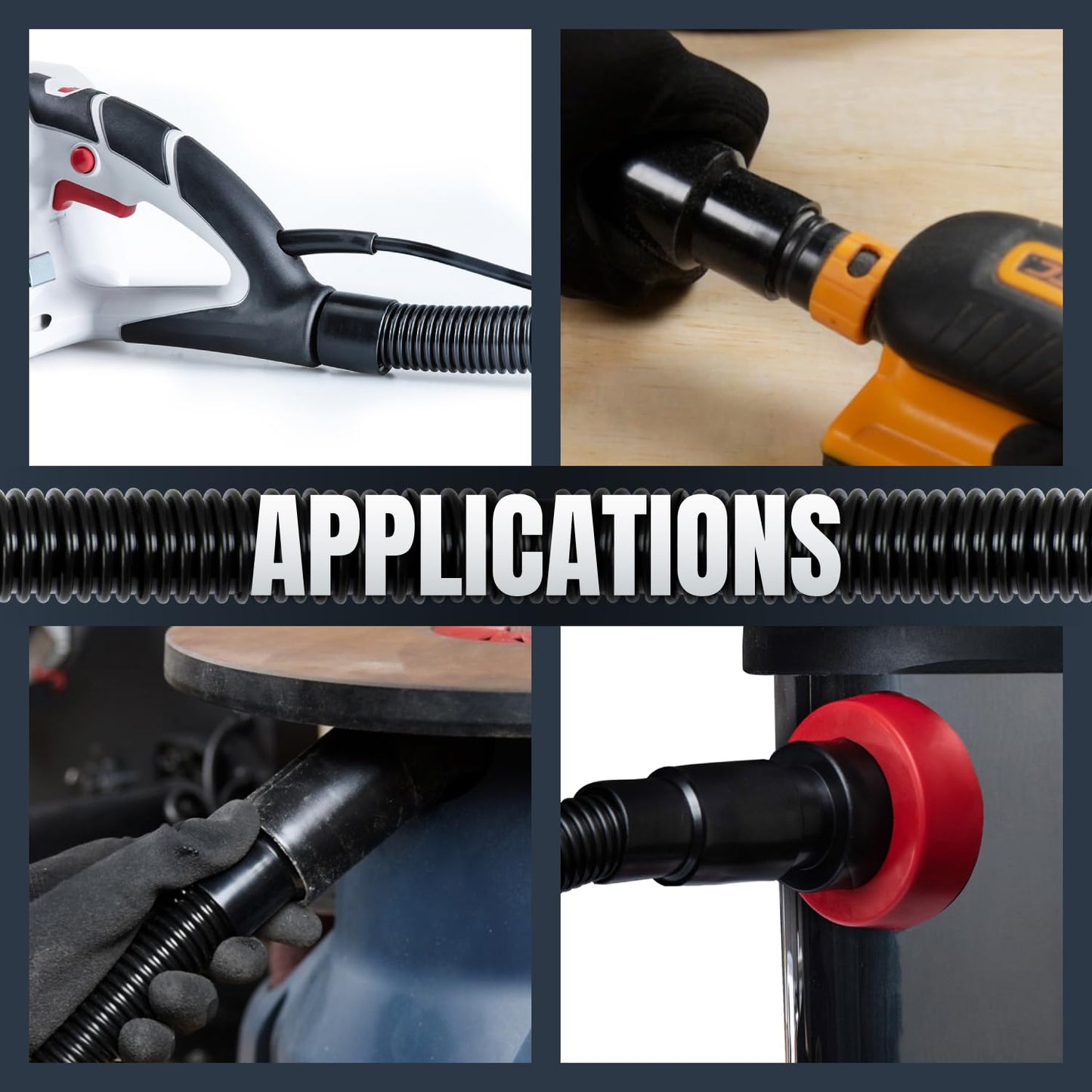 POWERTEC 70347 10 Ft. Dust Collection Hose Kit with 5 Fittings for Woodworking Power Tools Home and Wet/Dry Shop Vacuums