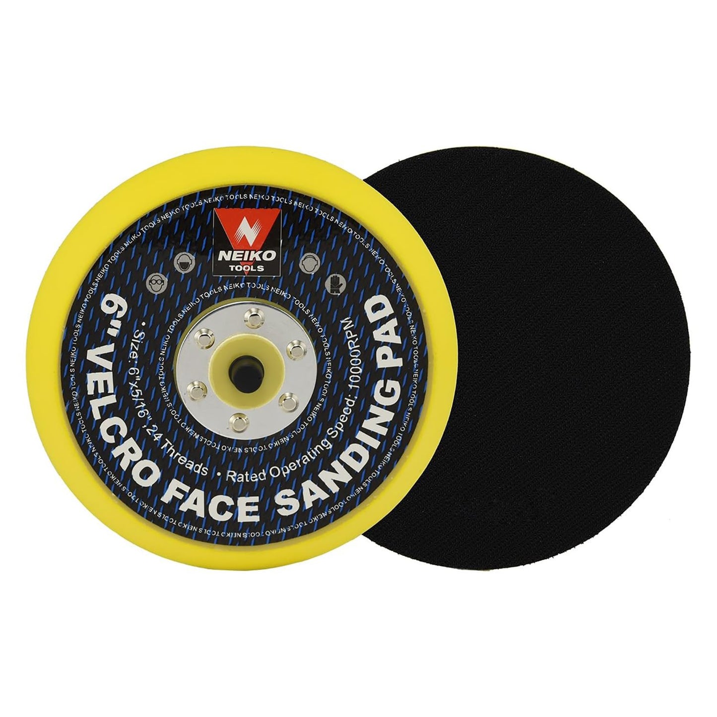 NEIKO 6" Sanding Discs Hook & Loop, 5/16" Arbor, 24 Thread Mount, 10,000 RPM, Pads for Orbital & DA Sanders