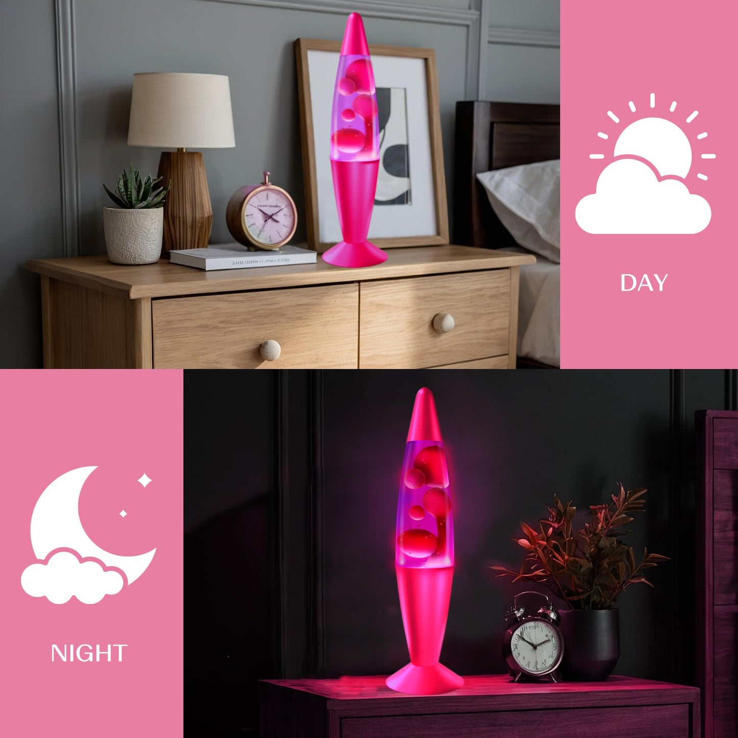 JAMBO 16" Purple & Pink Magma Motion Lamp, Relaxing Liquid Night Light for Home, Office, Bedroom, Teens & Kids Decor