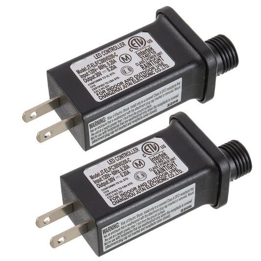 SIGANDG 30V 6W LED Transformer 2-Pack, Class 2 Power Controller with 8 Modes, IP44 Waterproof for Christmas Lights & Inflatables