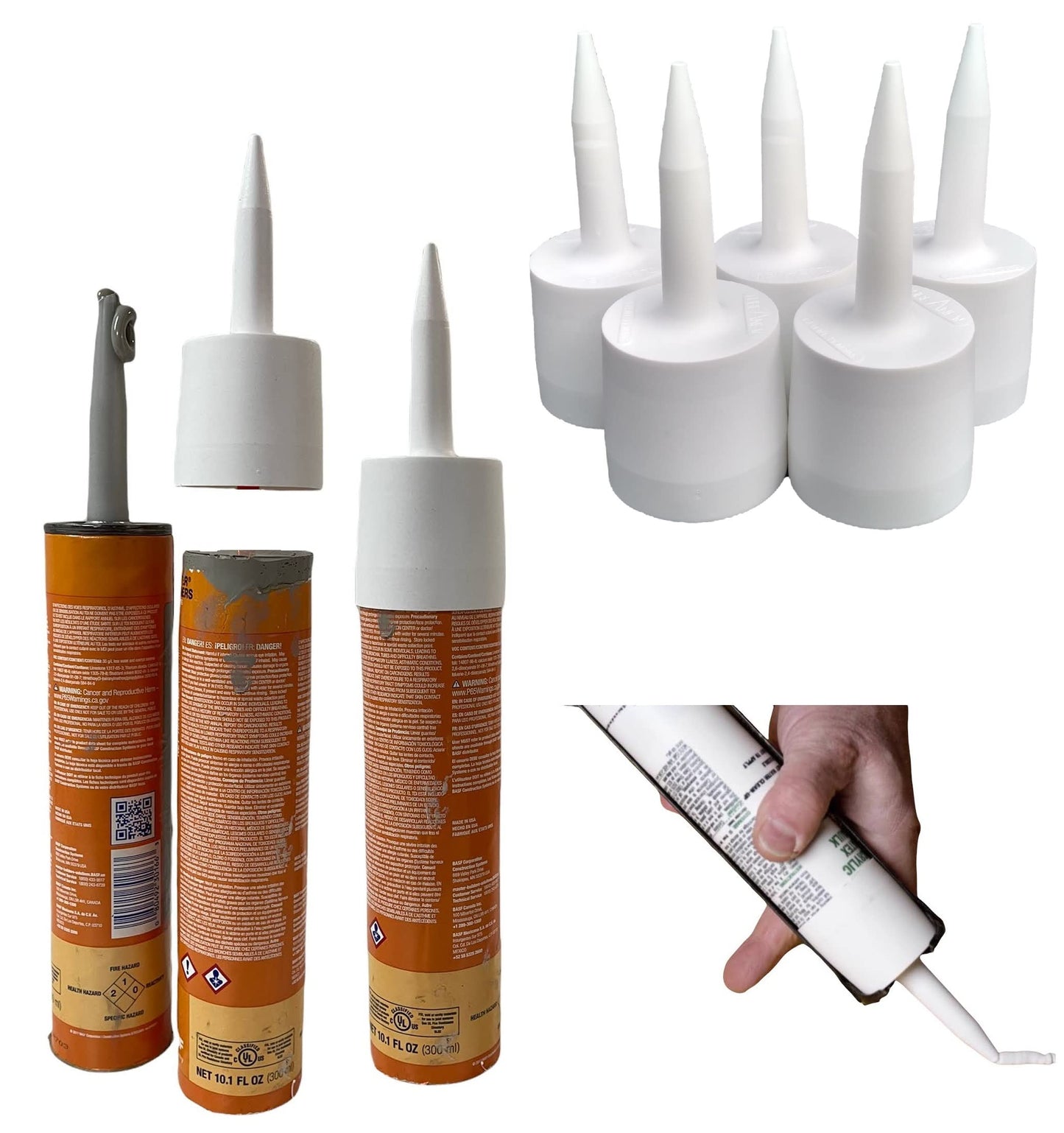 TubeANew Caulk Tube Saver - Repair and Reuse Dried or Clogged Tubes - 1 Pack, 5 Pieces