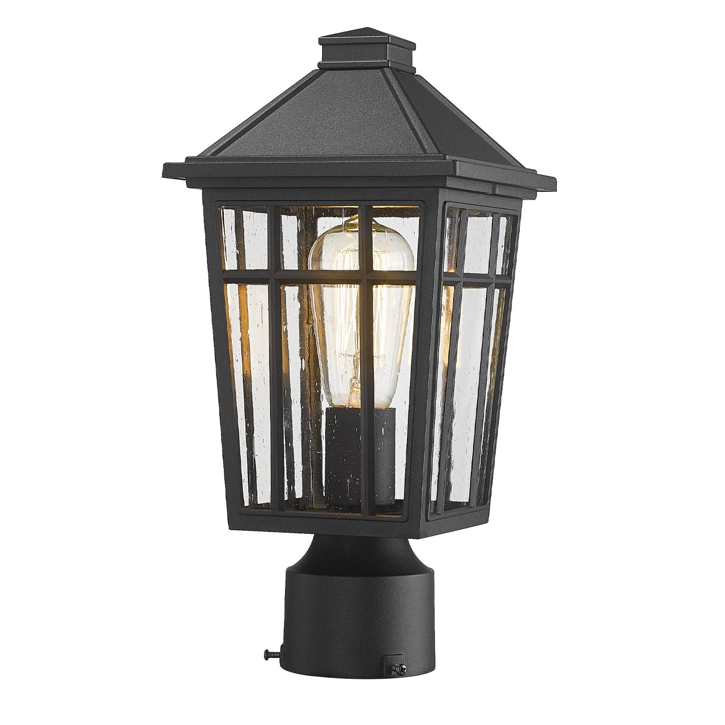 Darkaway Outdoor Post Light, Waterproof Aluminum & Glass Lamp, Black, 1-Pack for Garden, Patio, Deck, Pathway Lighting